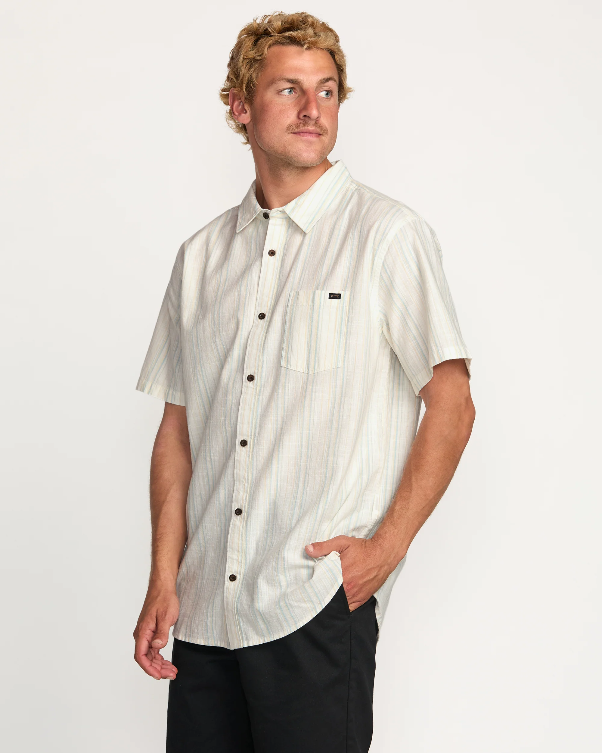All Day Stripe Short Sleeve Shirt - Off White - Image 4