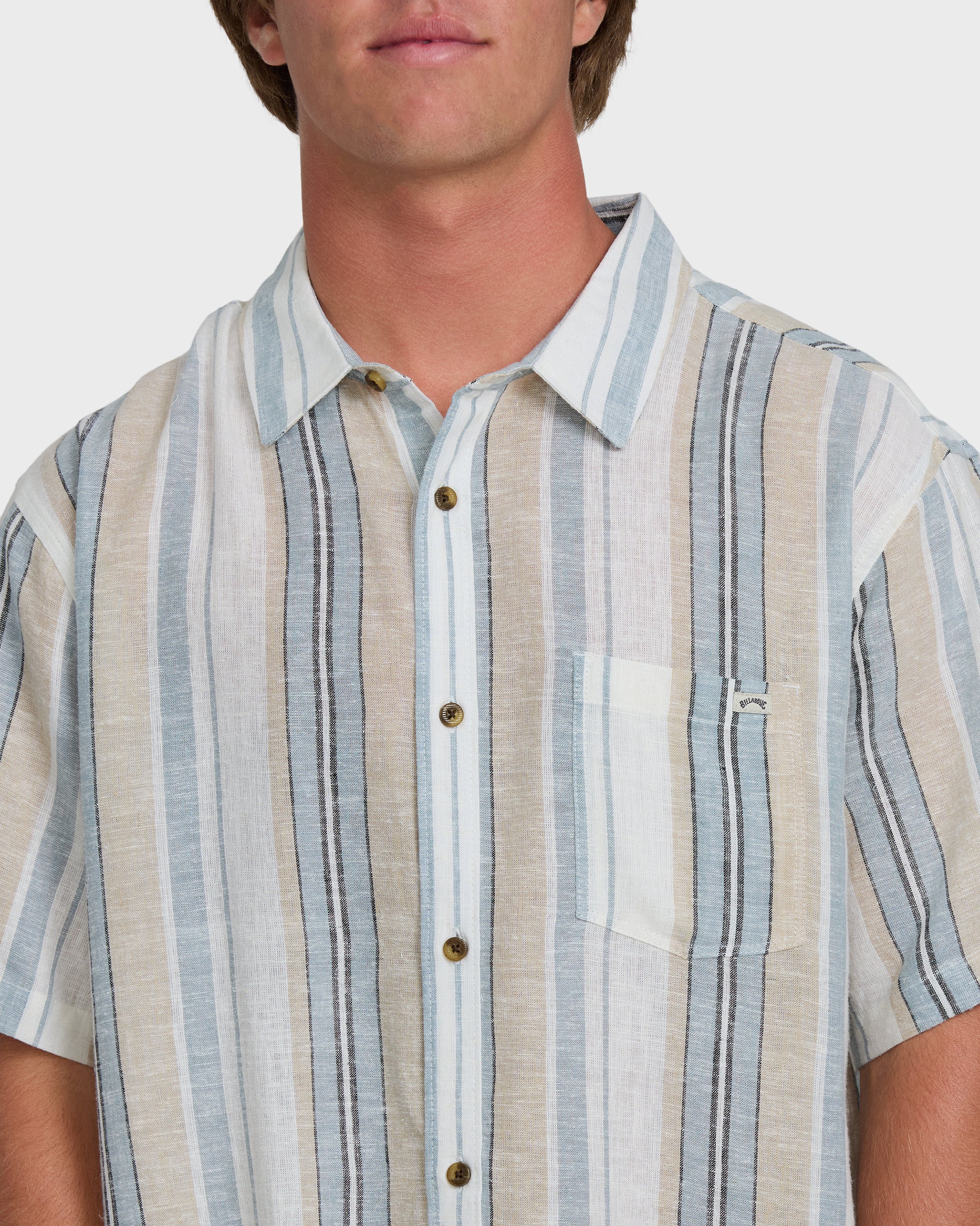 All Day Stripe Short Sleeve Woven Shirt - Blue/White - Image 5