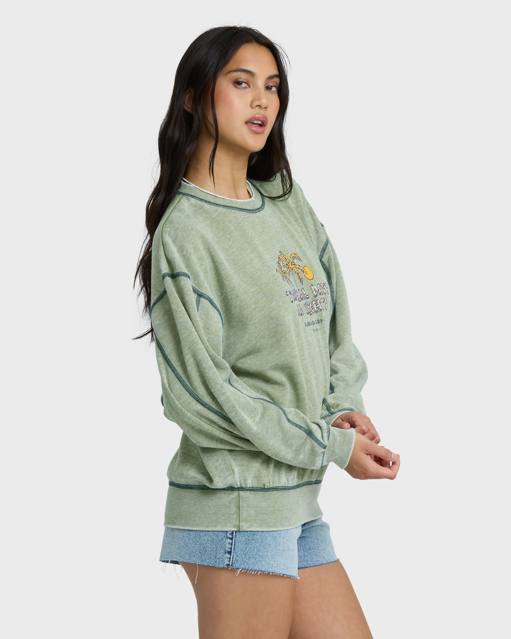 All The Days Kendal Crewneck Sweatshirt - Dark Olive - Image 5