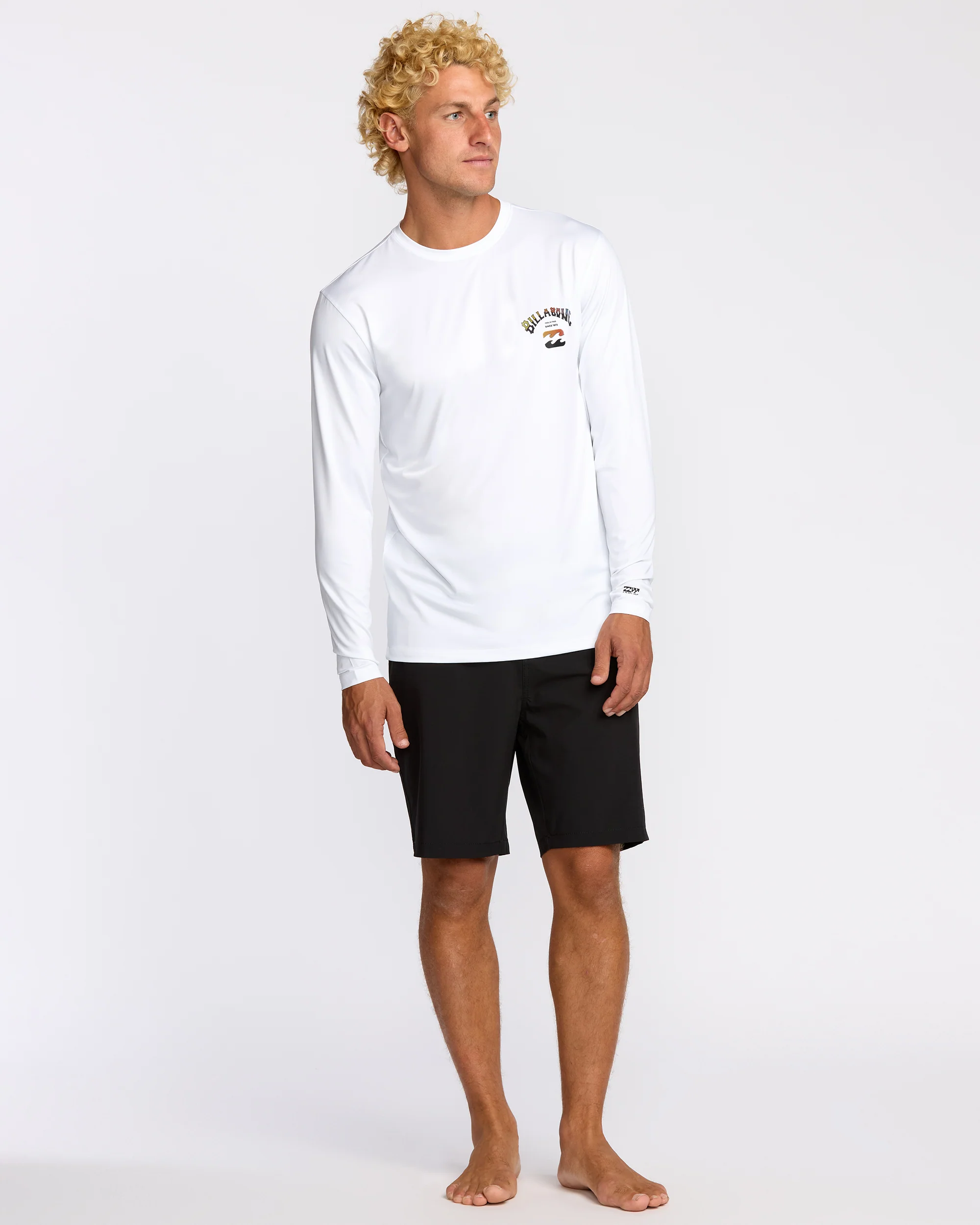 Arch Fade Loose Fit Long Sleeve Surf T-Shirt - White - Image 4