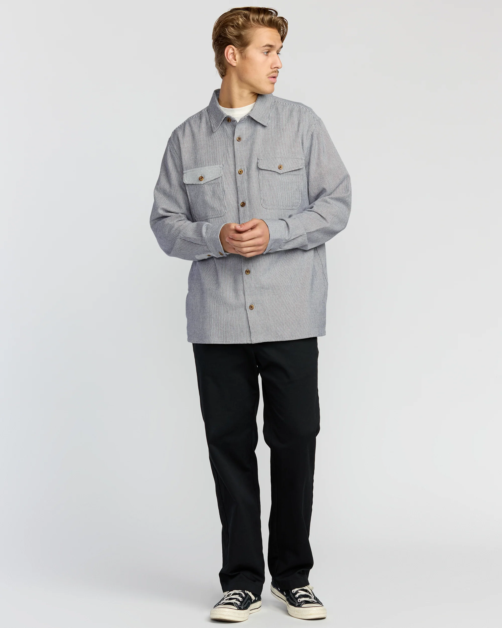 Austin Garage Long Sleeve Shirt - Stone Blue - Image 4