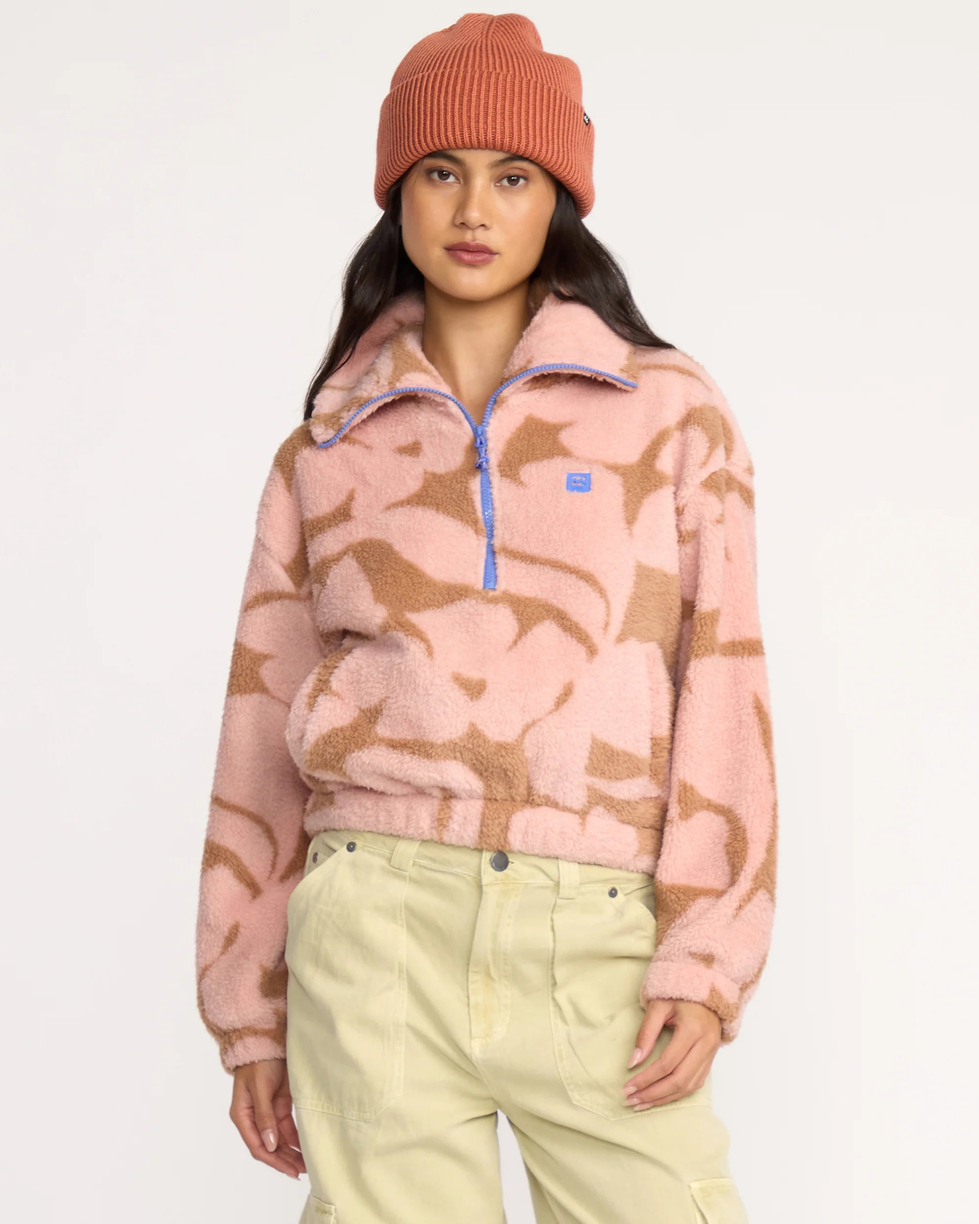 A/Div Barra Half Zip Sherpa Fleece - Rose Brown - Image 3