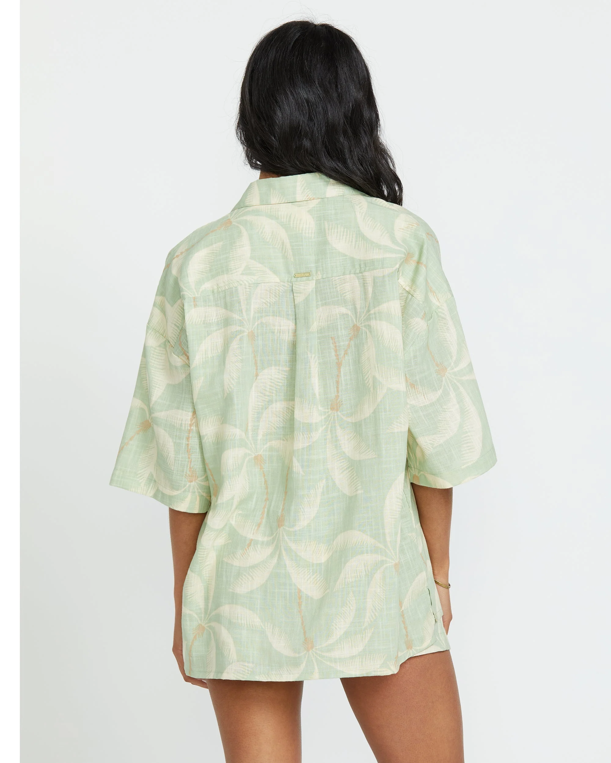 Beach Side Printed Short Sleeve Shirt - Pistachio - Image 3