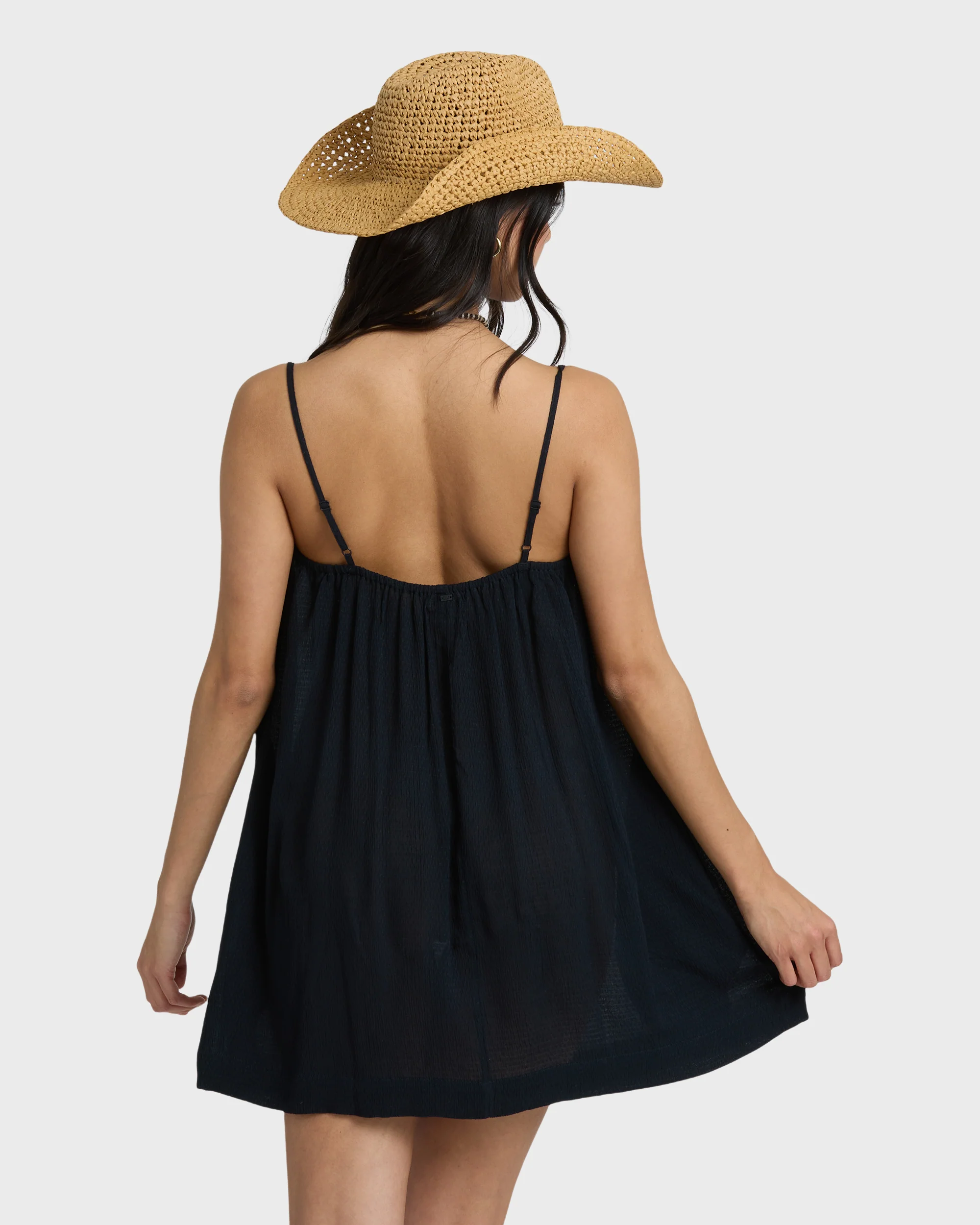 Beach Song Solid Mini Dress - Black Sands - Image 2