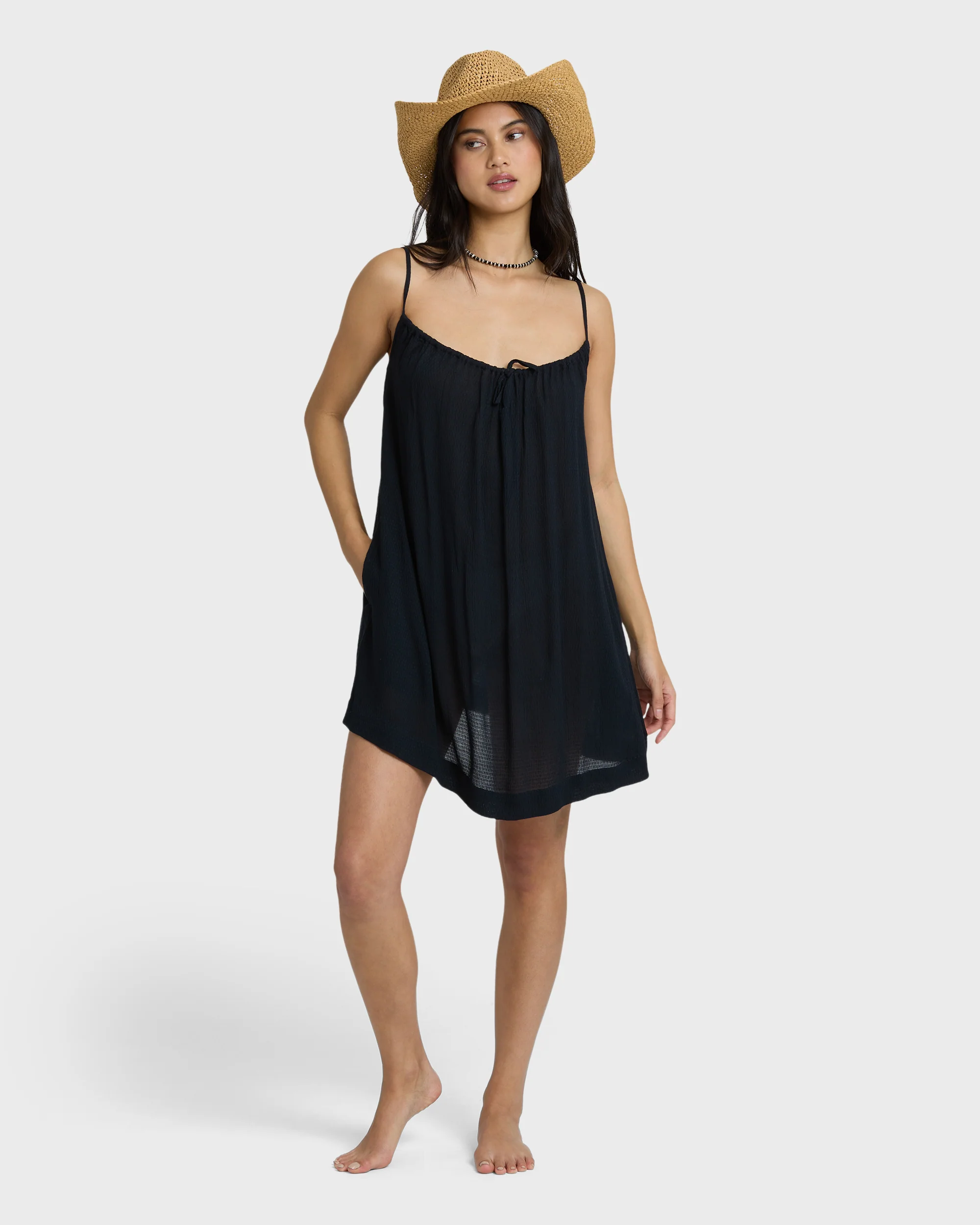 Beach Song Solid Mini Dress - Black Sands - Image 4