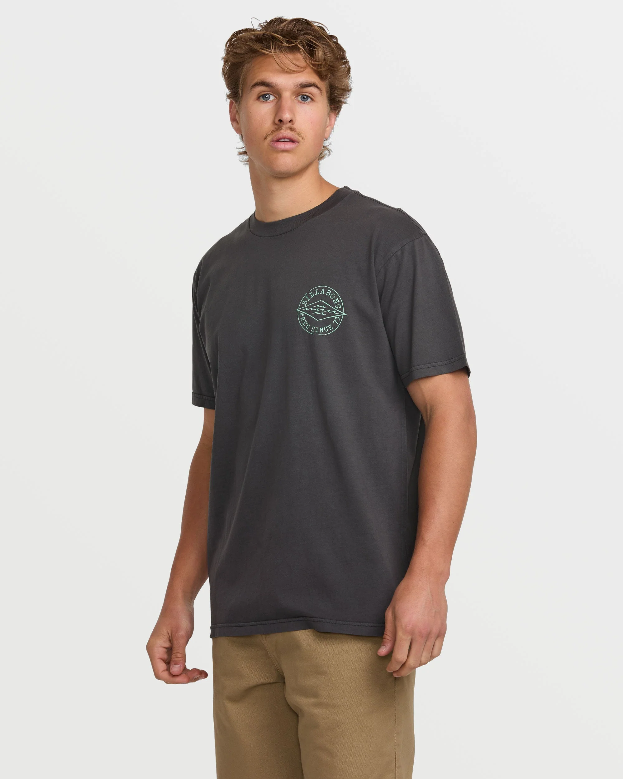 Big Dave Premium Wave Wash Short Sleeve Tee - Washed Black - Image 3