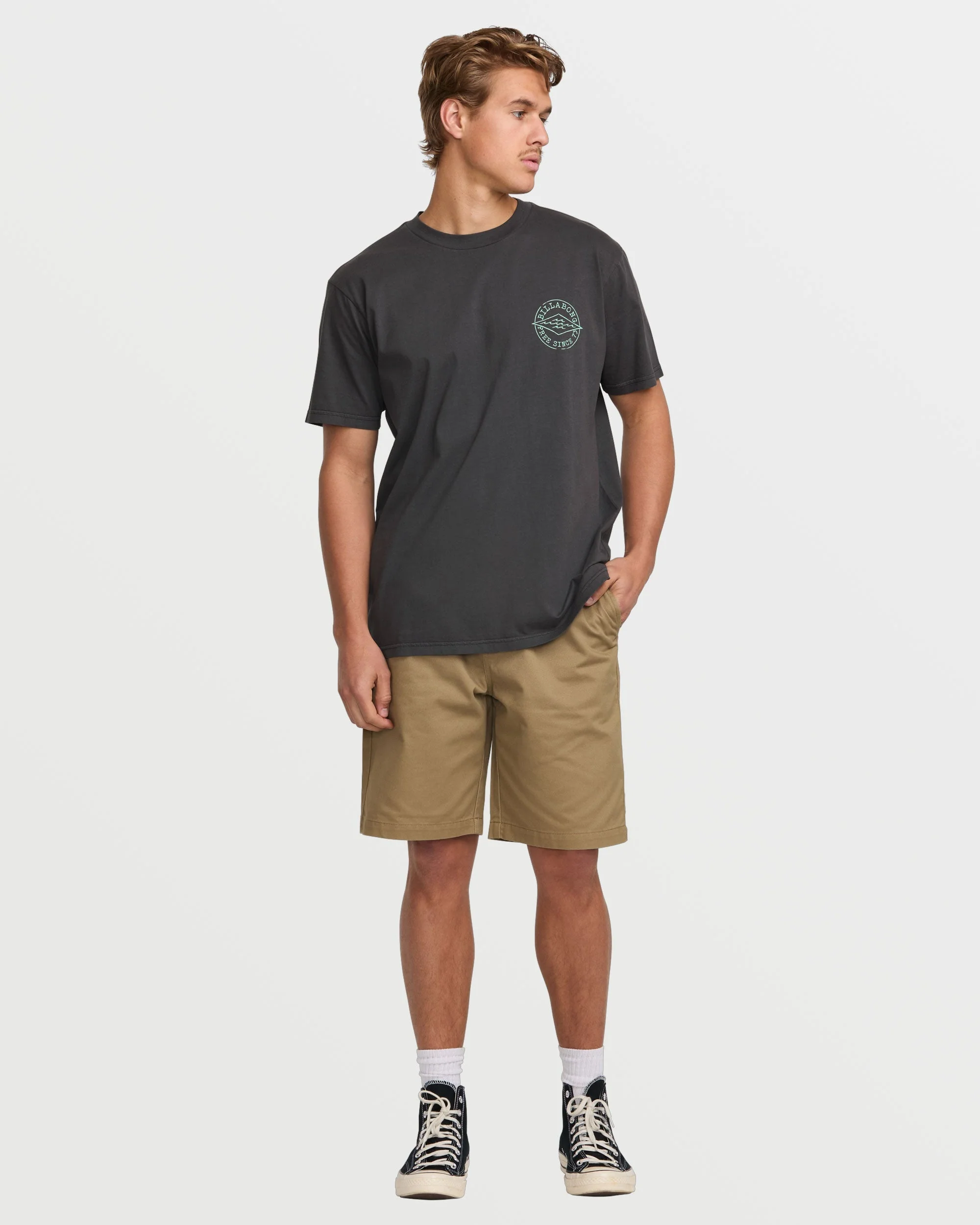 Big Dave Premium Wave Wash Short Sleeve Tee - Washed Black - Image 5