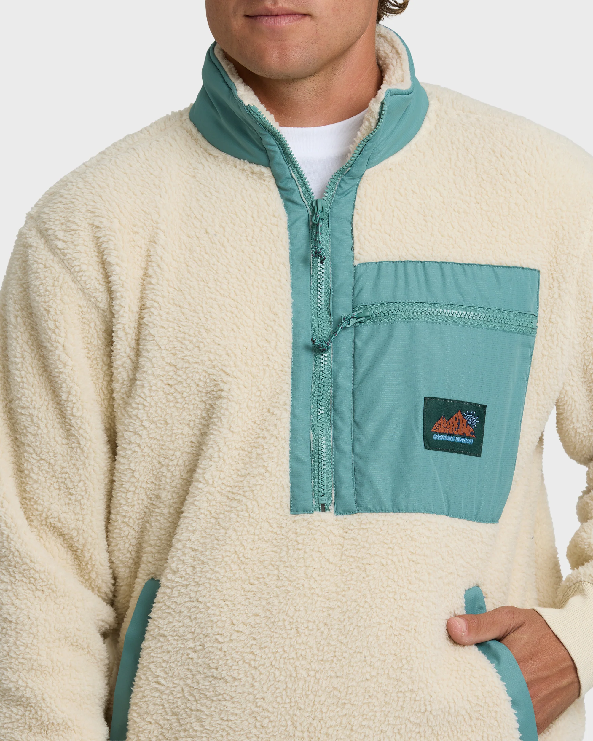 Boundary Peak Mock Neck Sherpa Fleece - Oatmeal - Image 5
