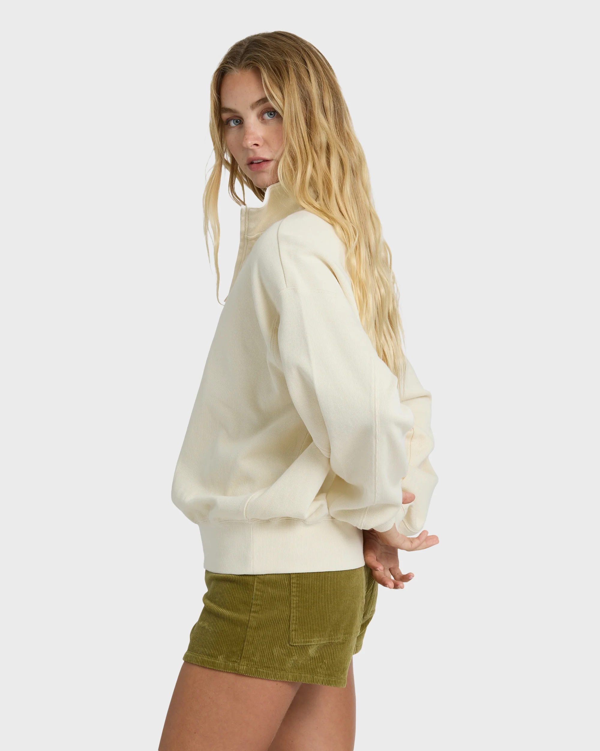 Classic Feels Half Zip Pullover Sweatshirt - White Cap - Image 7