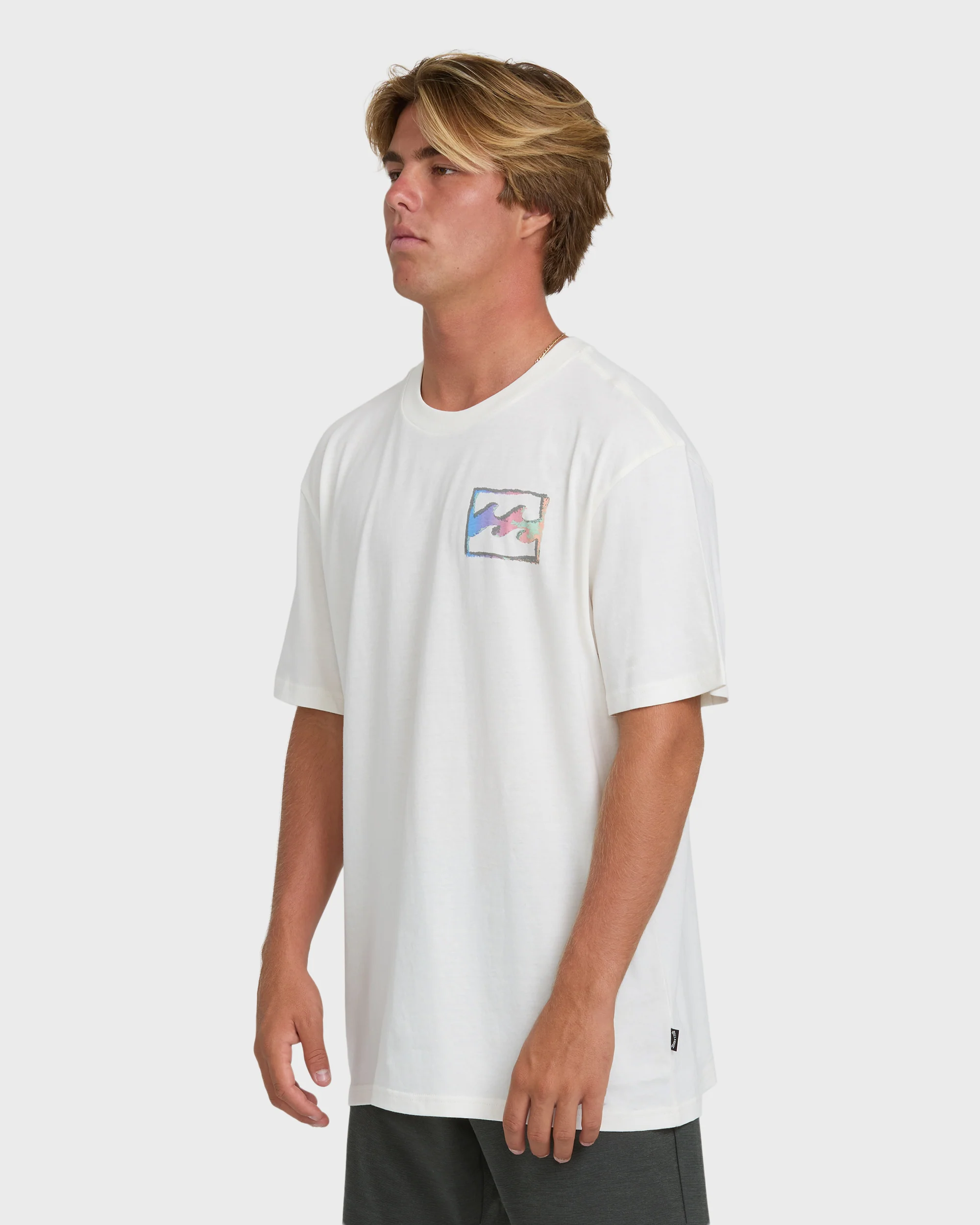 Crayon Wave Premium Short Sleeve Knit T-Shirt - Off White - Image 3