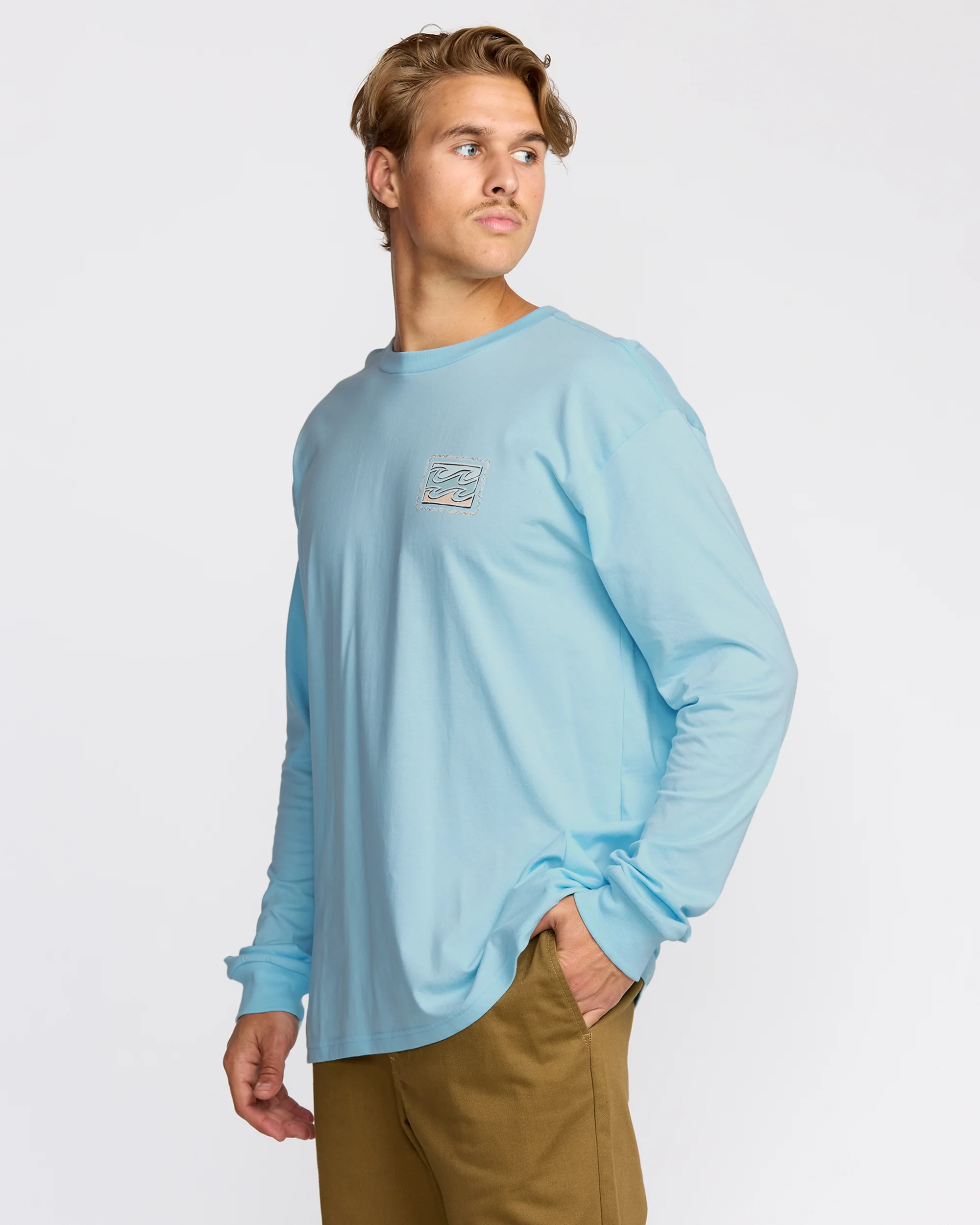 Crayon Wave Regular Long Sleeve T-Shirt - Coastal Blue - Image 3