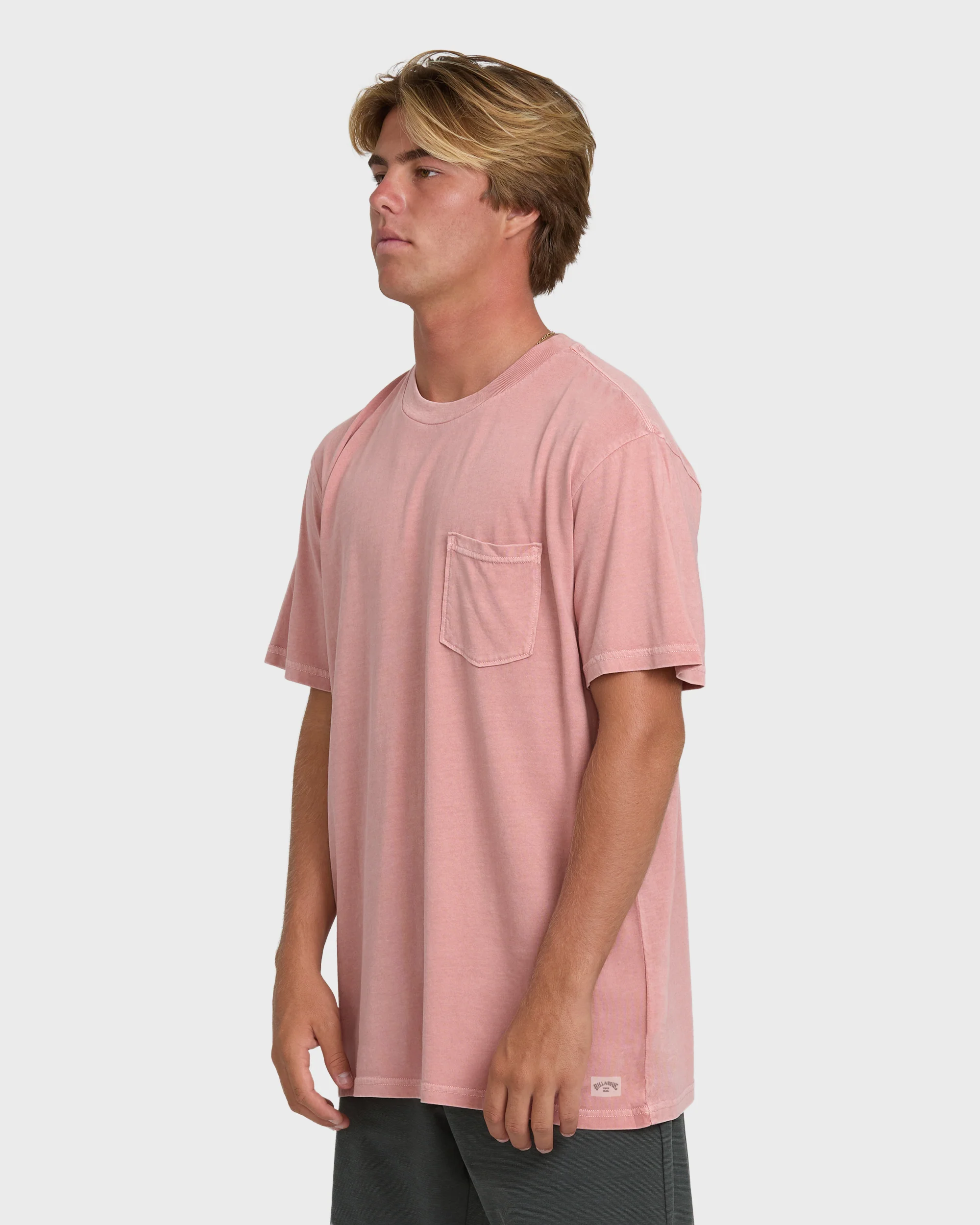 Essential Wave Washed Premium Short Sleeve Pocket Tee - Ash Rose - Image 3