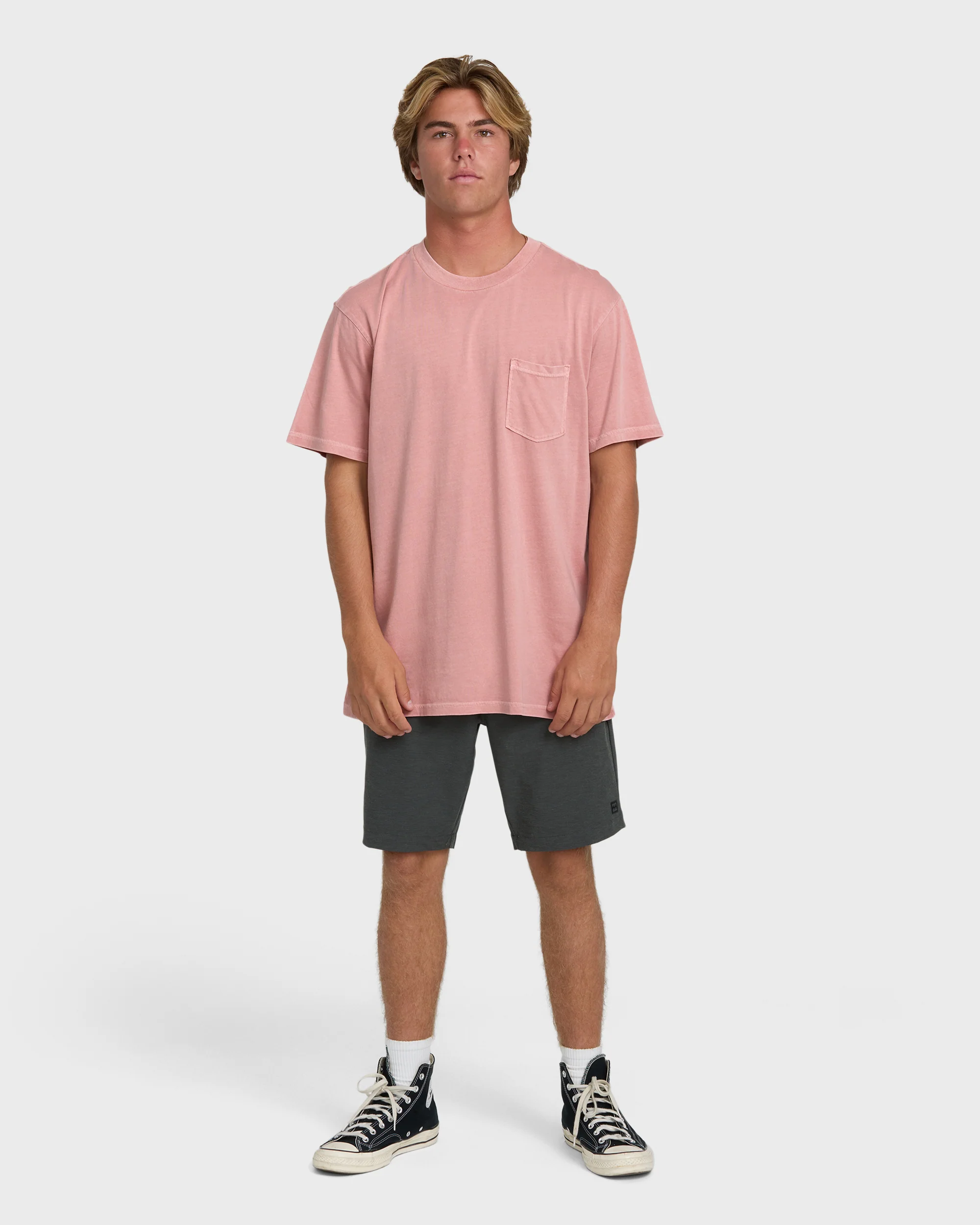 Essential Wave Washed Premium Short Sleeve Pocket Tee - Ash Rose - Image 4