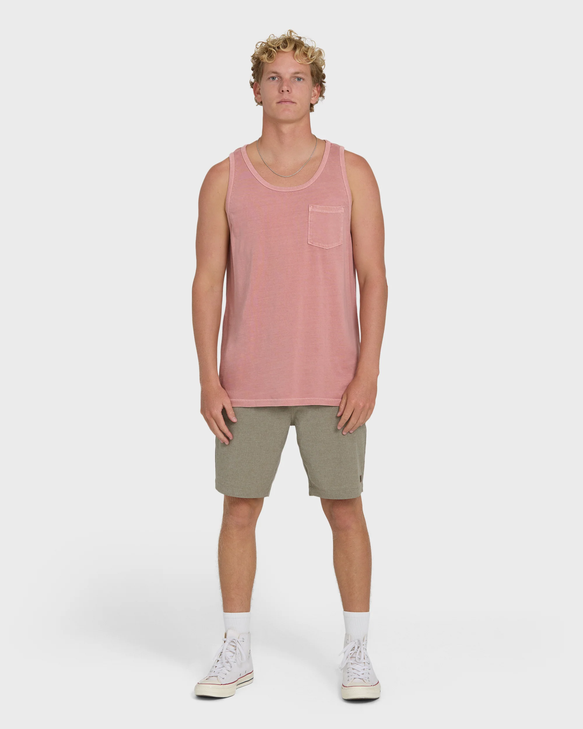 Essential Pocket Wave Washed Premium Tank Top - Ash Rose - Image 4
