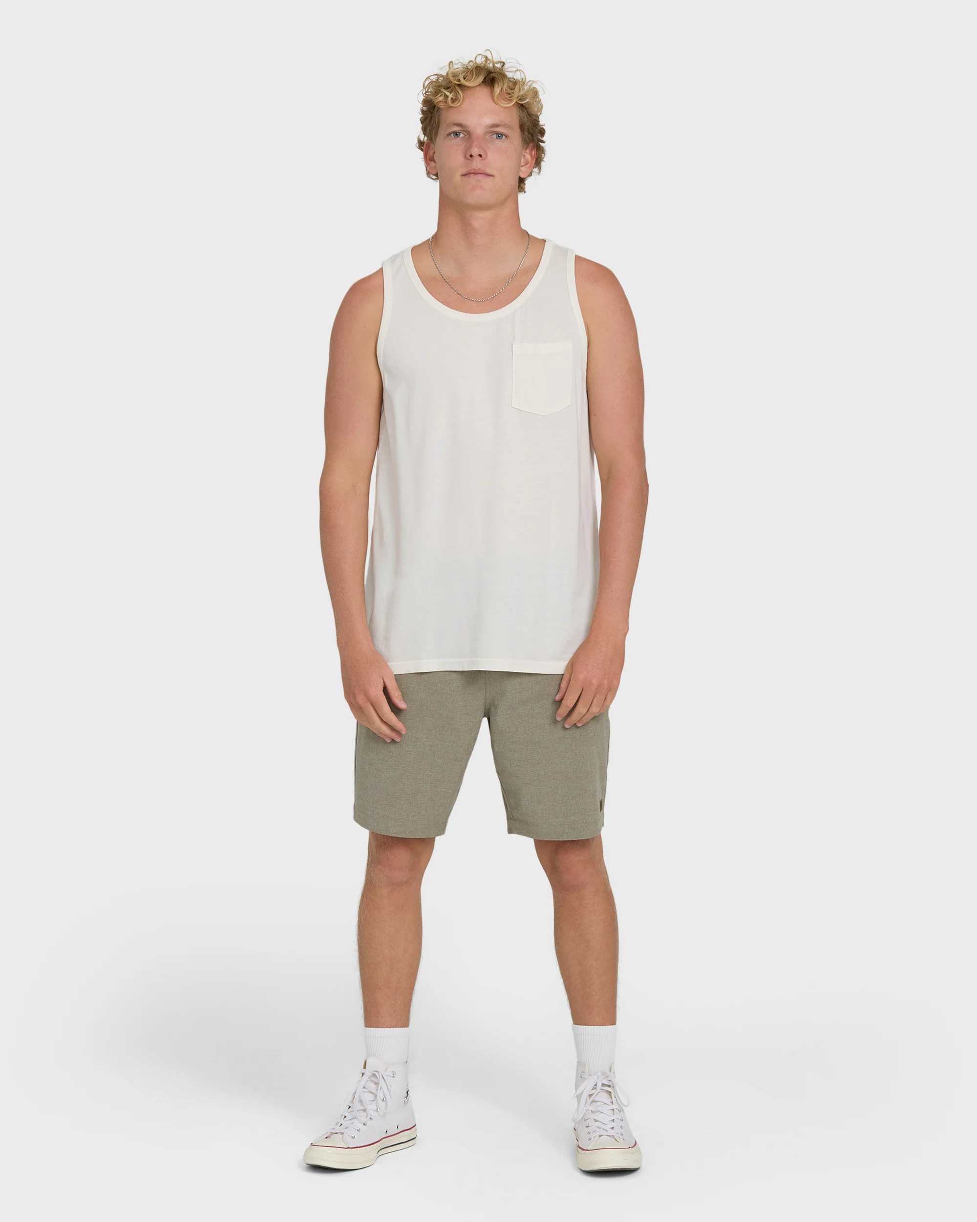 Essential Pocket Wave Washed Premium Tank Top - Off White - Image 4