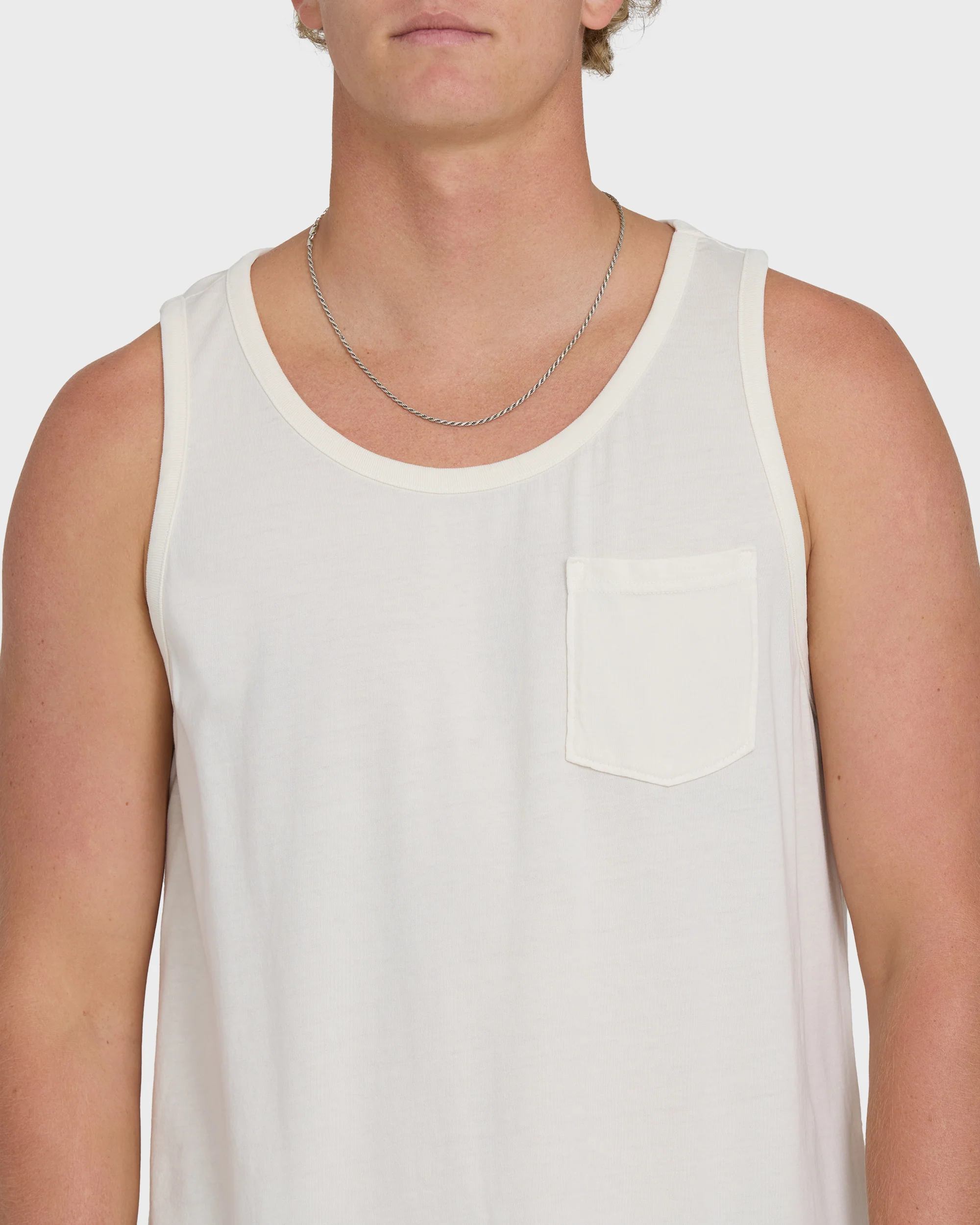Essential Pocket Wave Washed Premium Tank Top - Off White - Image 5