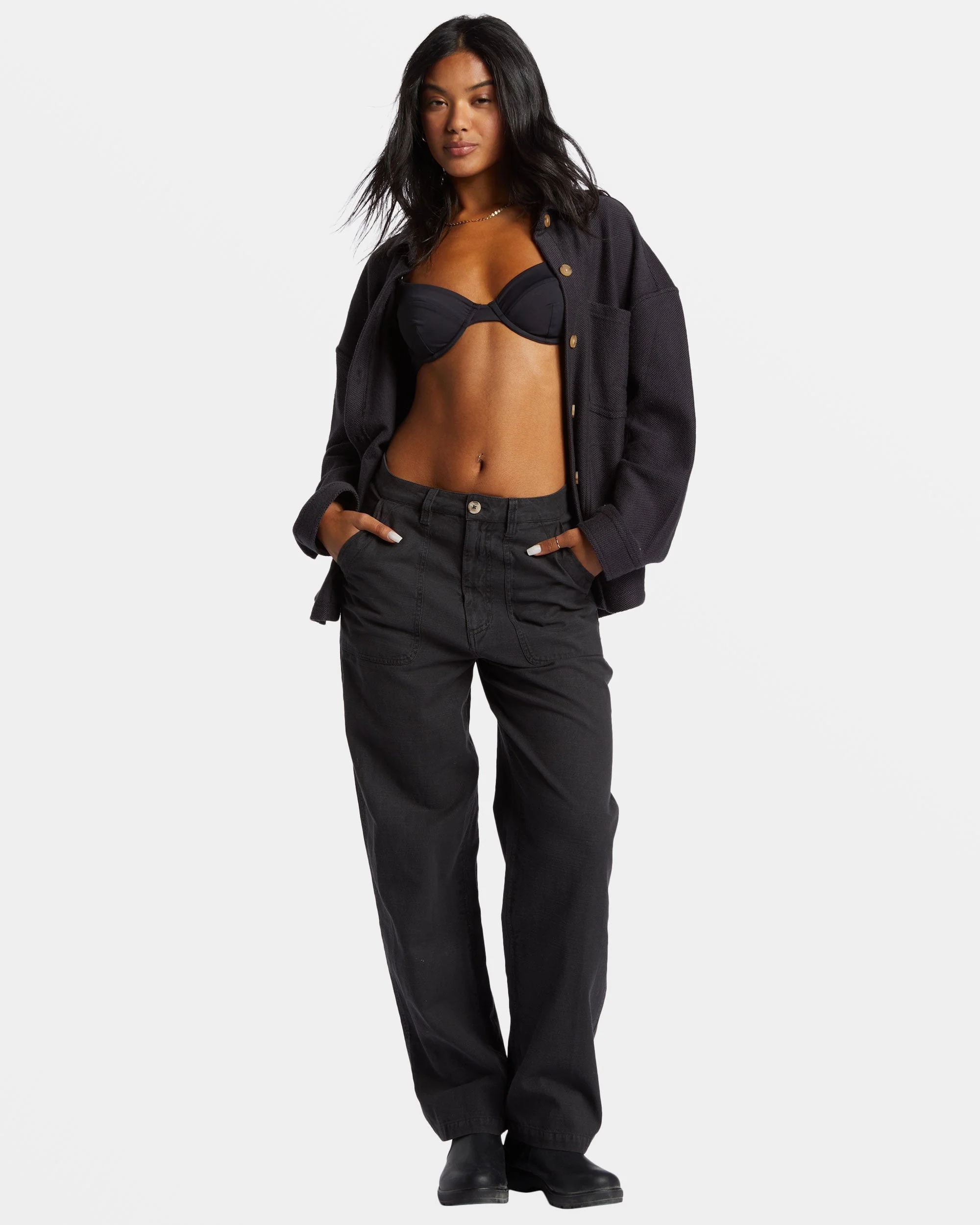 Everytime Oversized Shacket - Black Sands - Image 3