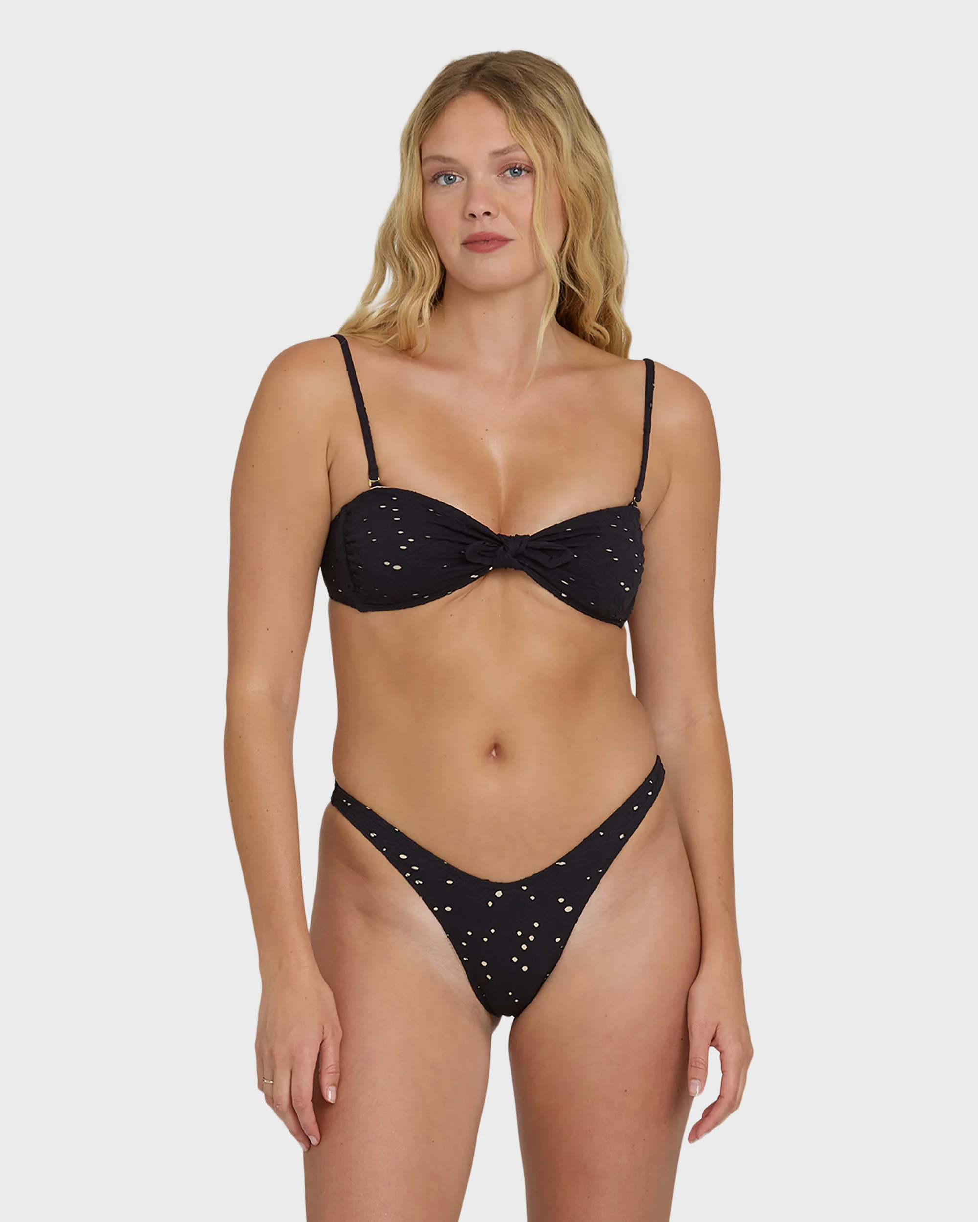 Eye On You Hanky Tie Bandeau Bikini Top - Black Pebble - Image 8