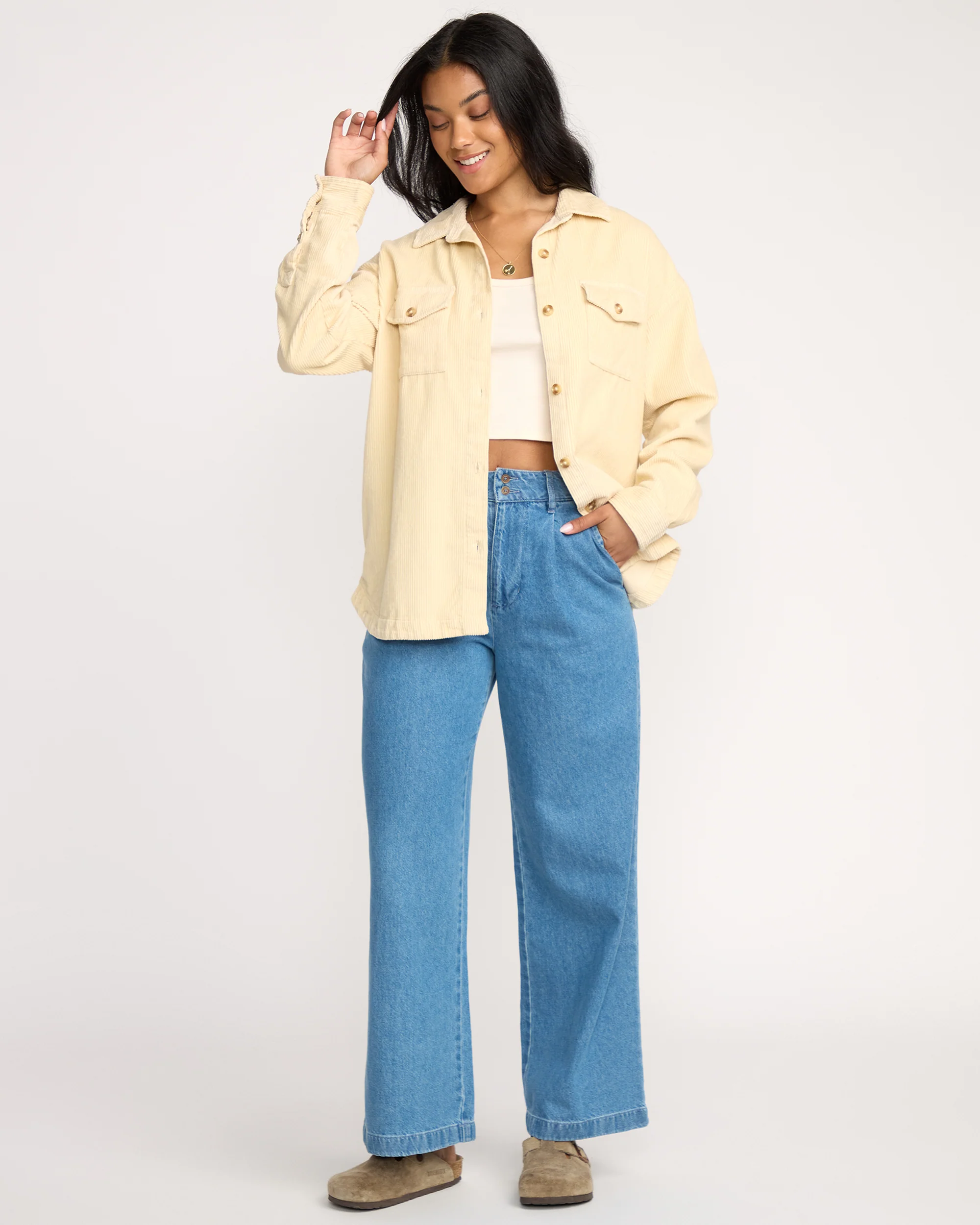 Fadeaway Long Sleeve Cord Shacket - Whitecap - Image 4