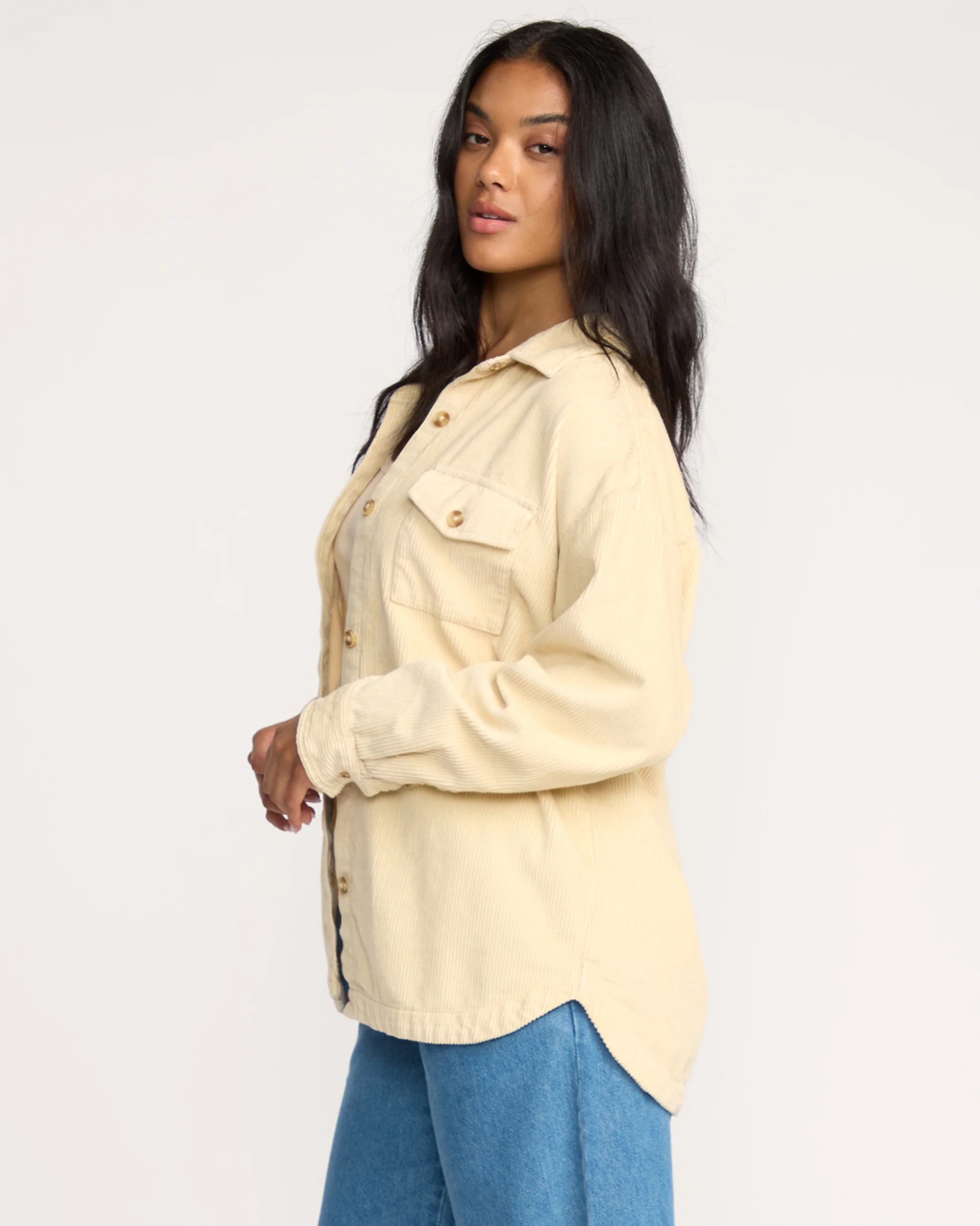 Fadeaway Long Sleeve Cord Shacket - Whitecap - Image 5