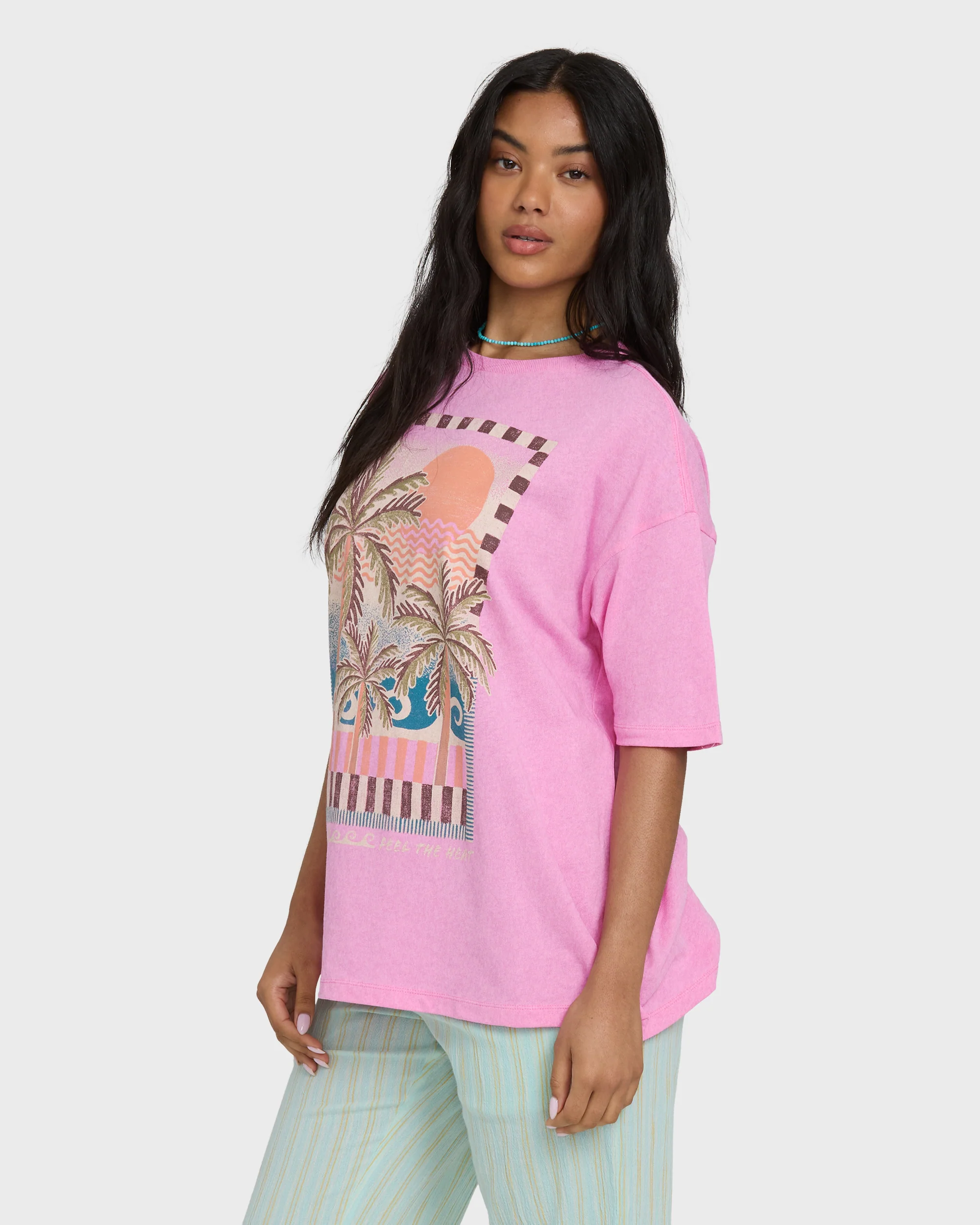Feel The Heat Short Sleeve Knit T-Shirt - Party Pink - Image 2