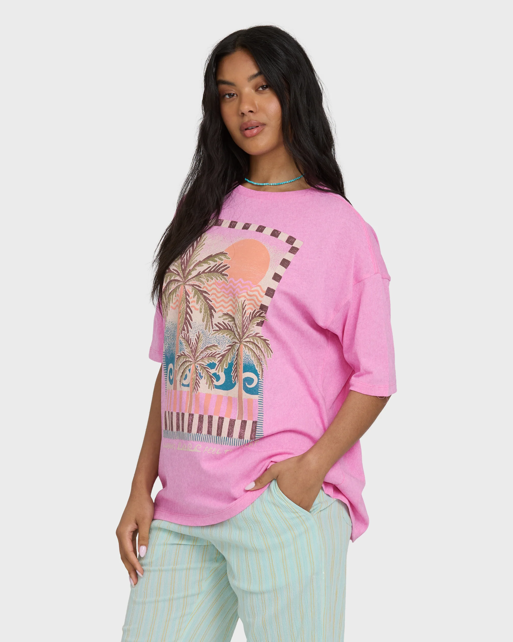 Feel The Heat Short Sleeve Knit T-Shirt - Party Pink - Image 5