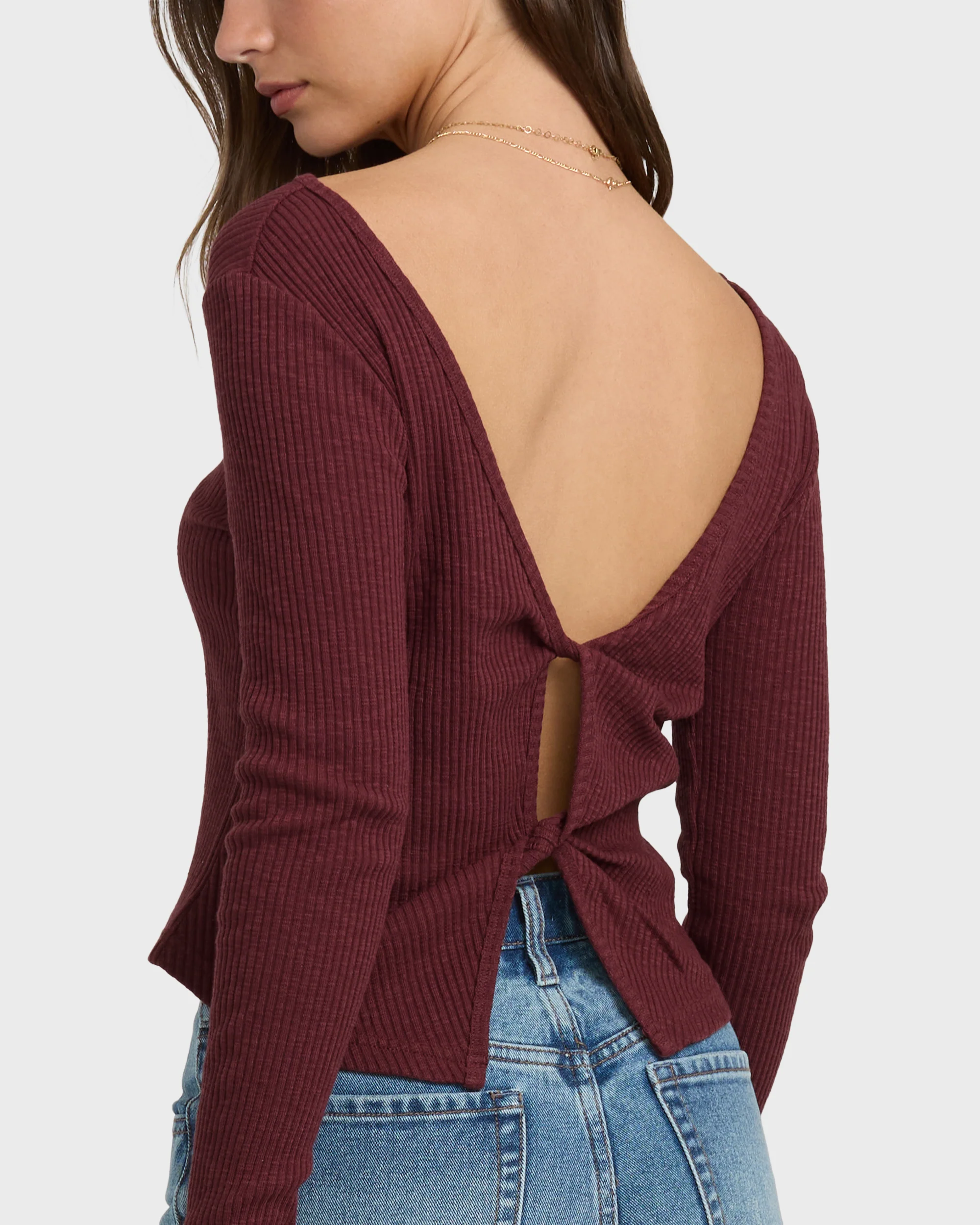 Fever Twist Long Sleeve Knit Top - Pinot - Image 3