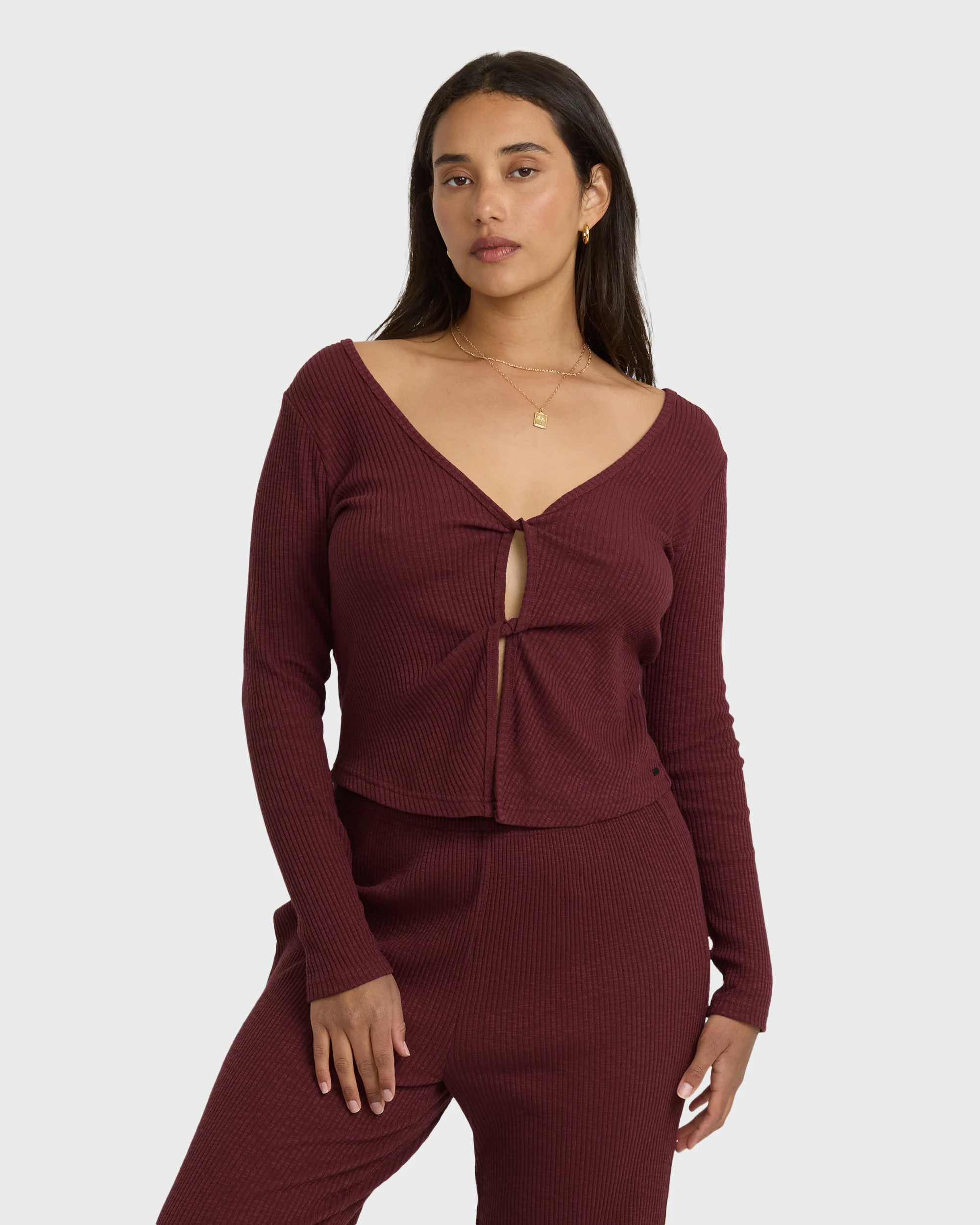 Fever Twist Long Sleeve Knit Top - Pinot - Image 7