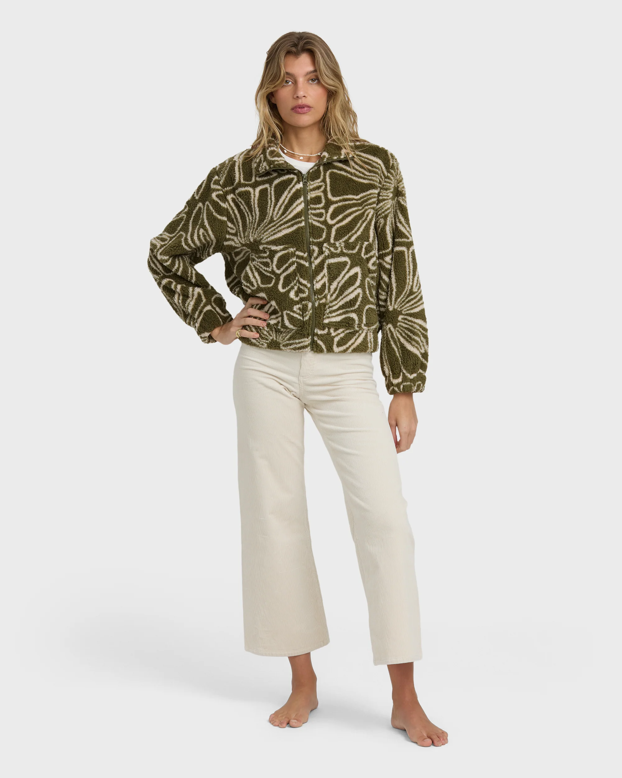 First Light Sherpa Front Zip Fleece - Martini Olive - Image 4