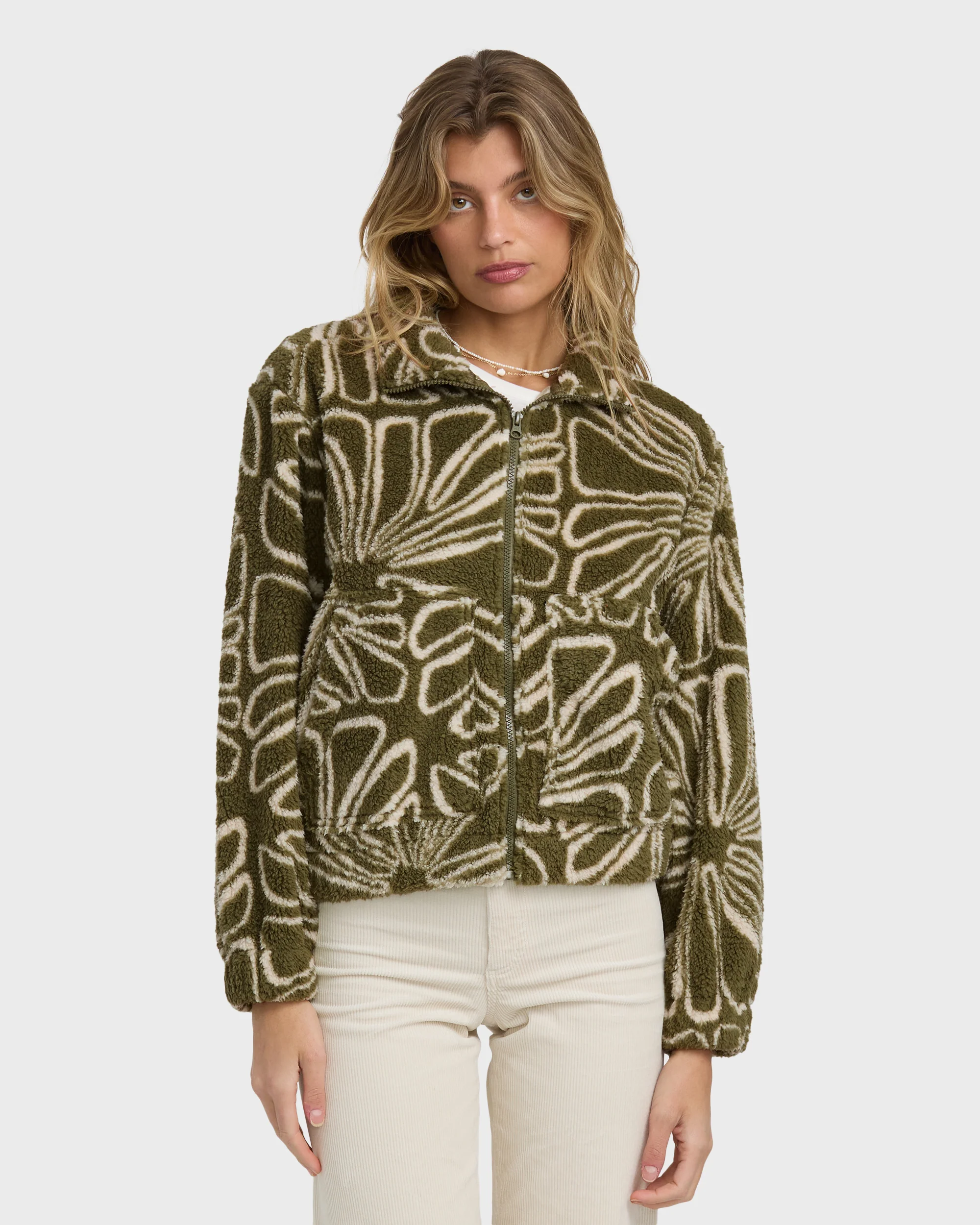 First Light Sherpa Front Zip Fleece - Martini Olive - Image 6