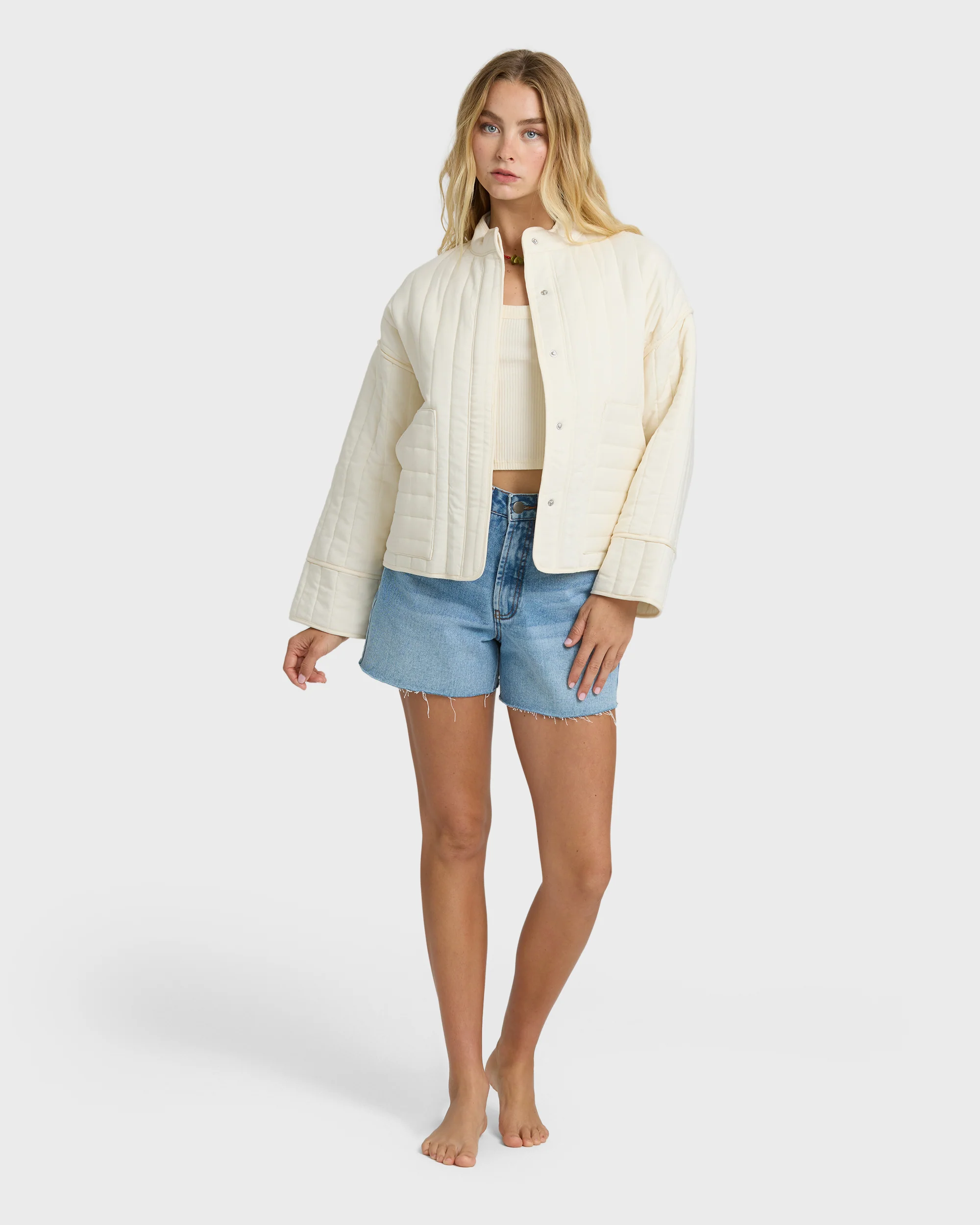 Folk Story 2 Quilted Jacket - White Cap - Image 4