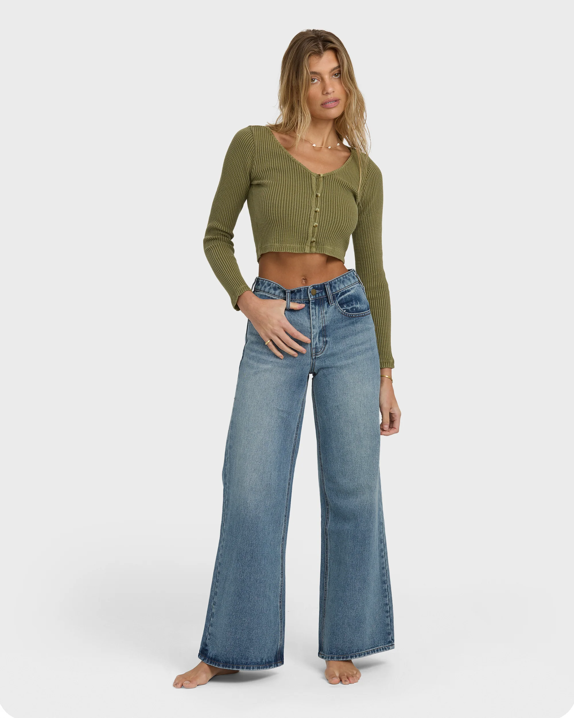Free Fall High-Waist Denim Flare Pants - Atlantic Deep - Image 3