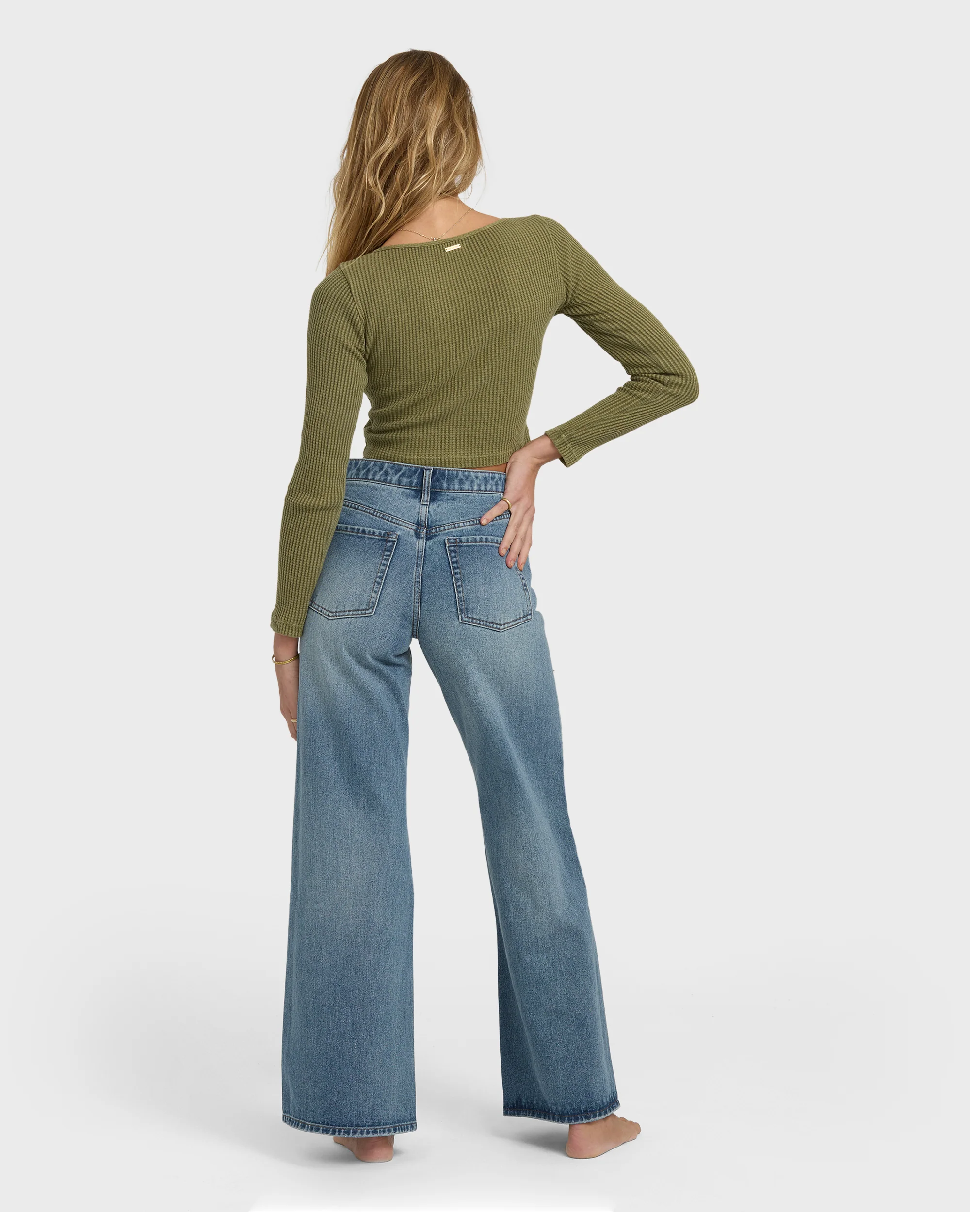 Free Fall High-Waist Denim Flare Pants - Atlantic Deep - Image 4