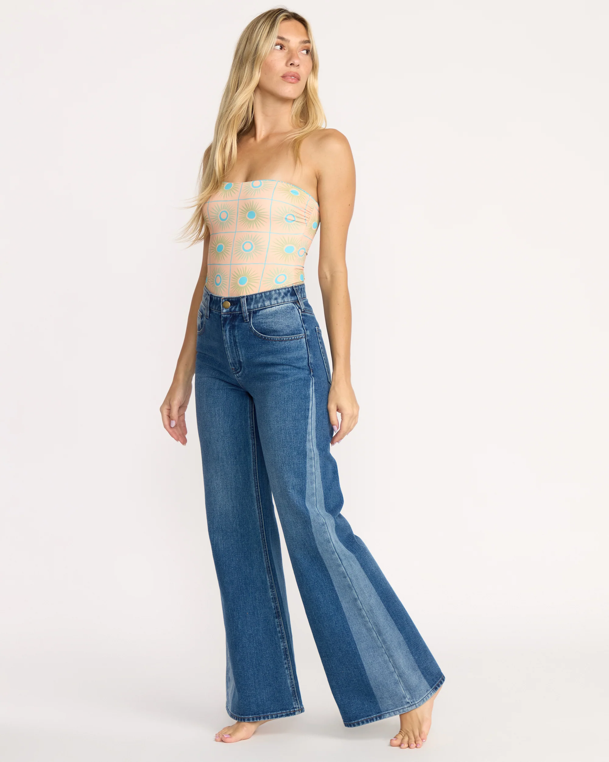 Free Fall High-Waist Denim Flare Pants - Middle Broken Blue - Image 4