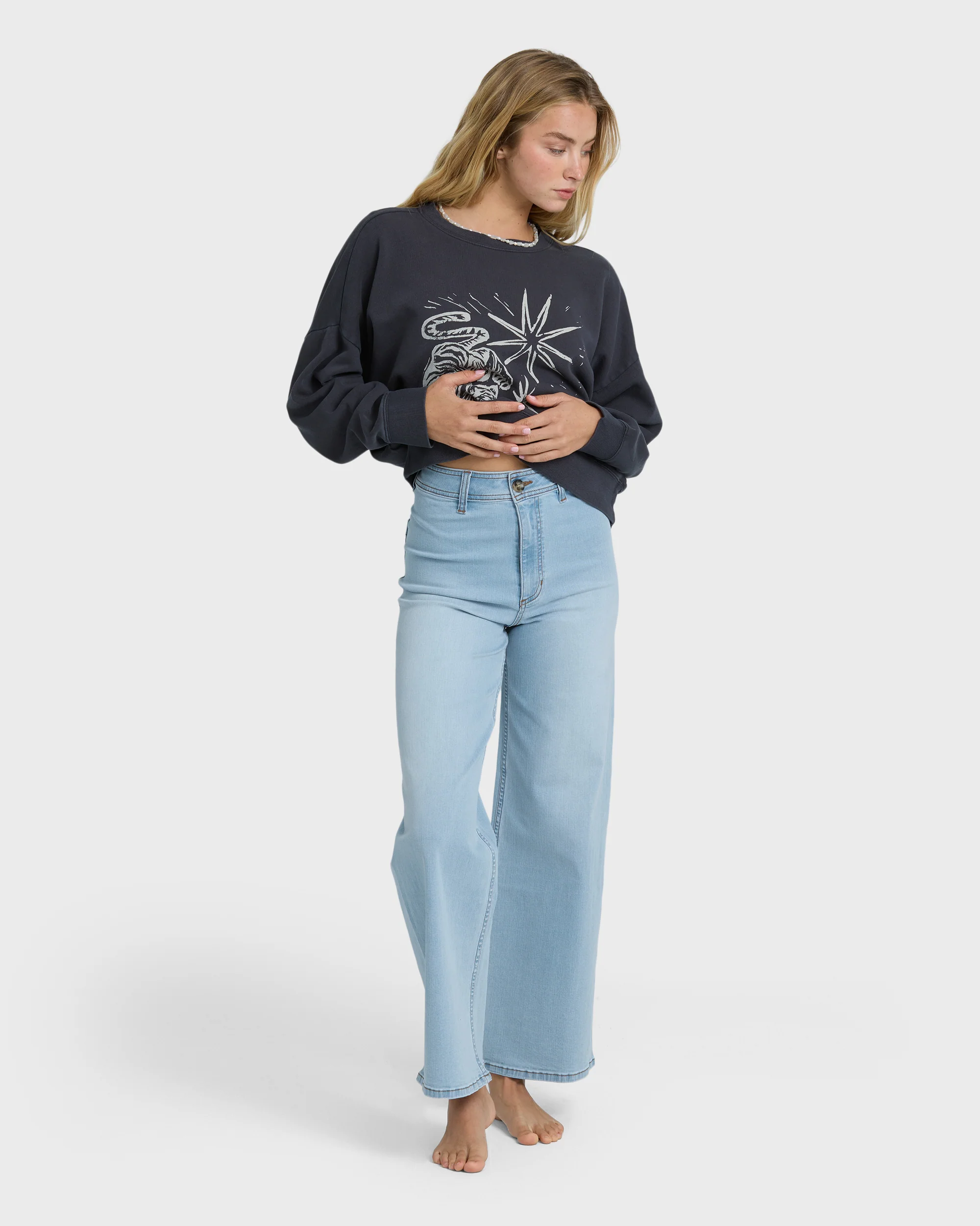 Free Fall High-Waist Denim Pants - Surf Spray - Image 2