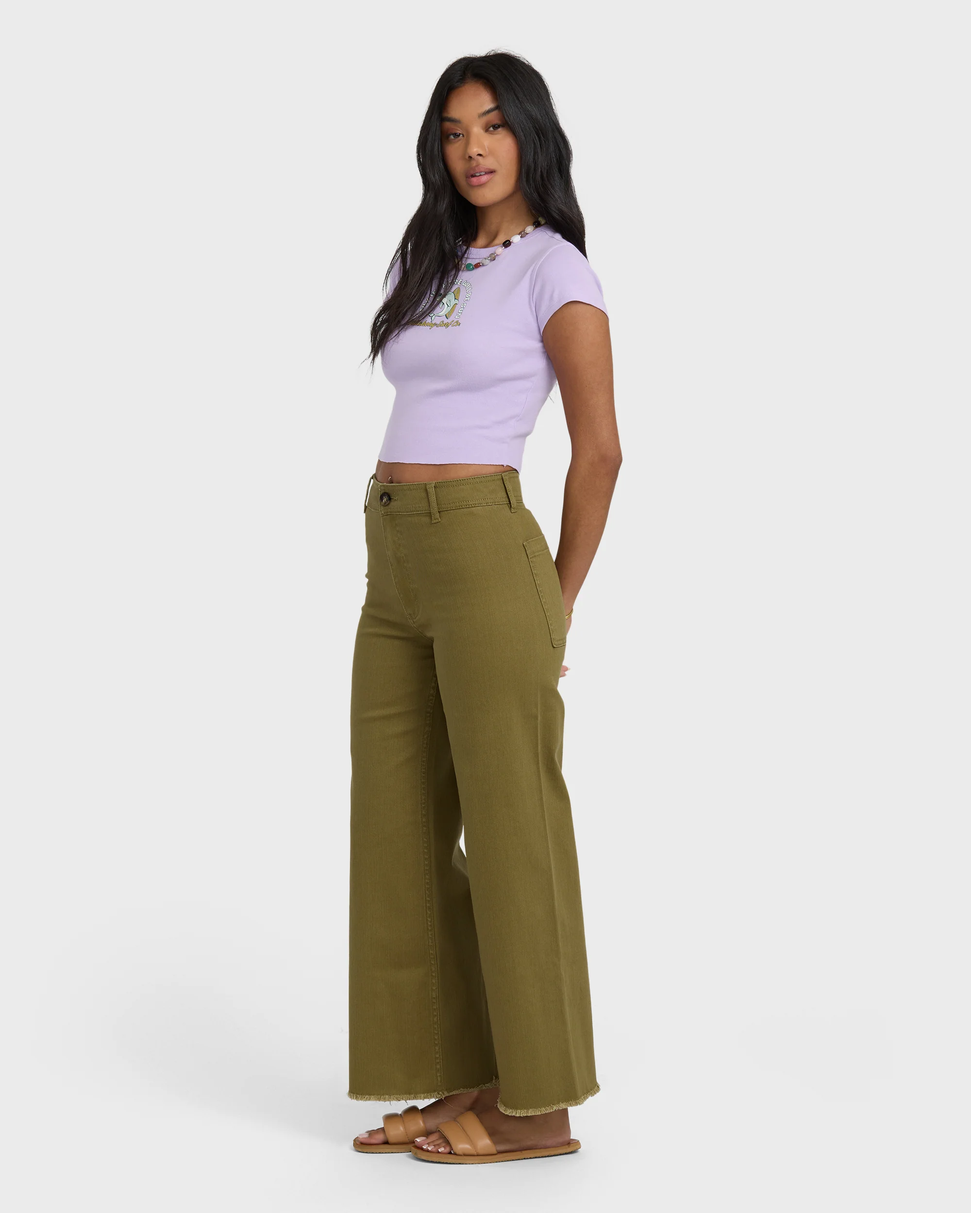 Free Fall High-Waist Twill Pants - Martini Olive - Image 5