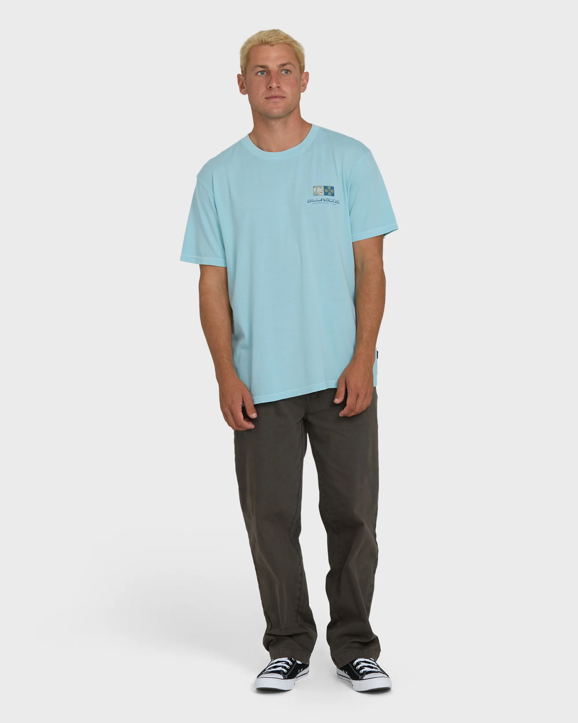 Glyph Wave Washed Premium Short Sleeve Cotton T-Shirt - Coastal Blue - Image 4