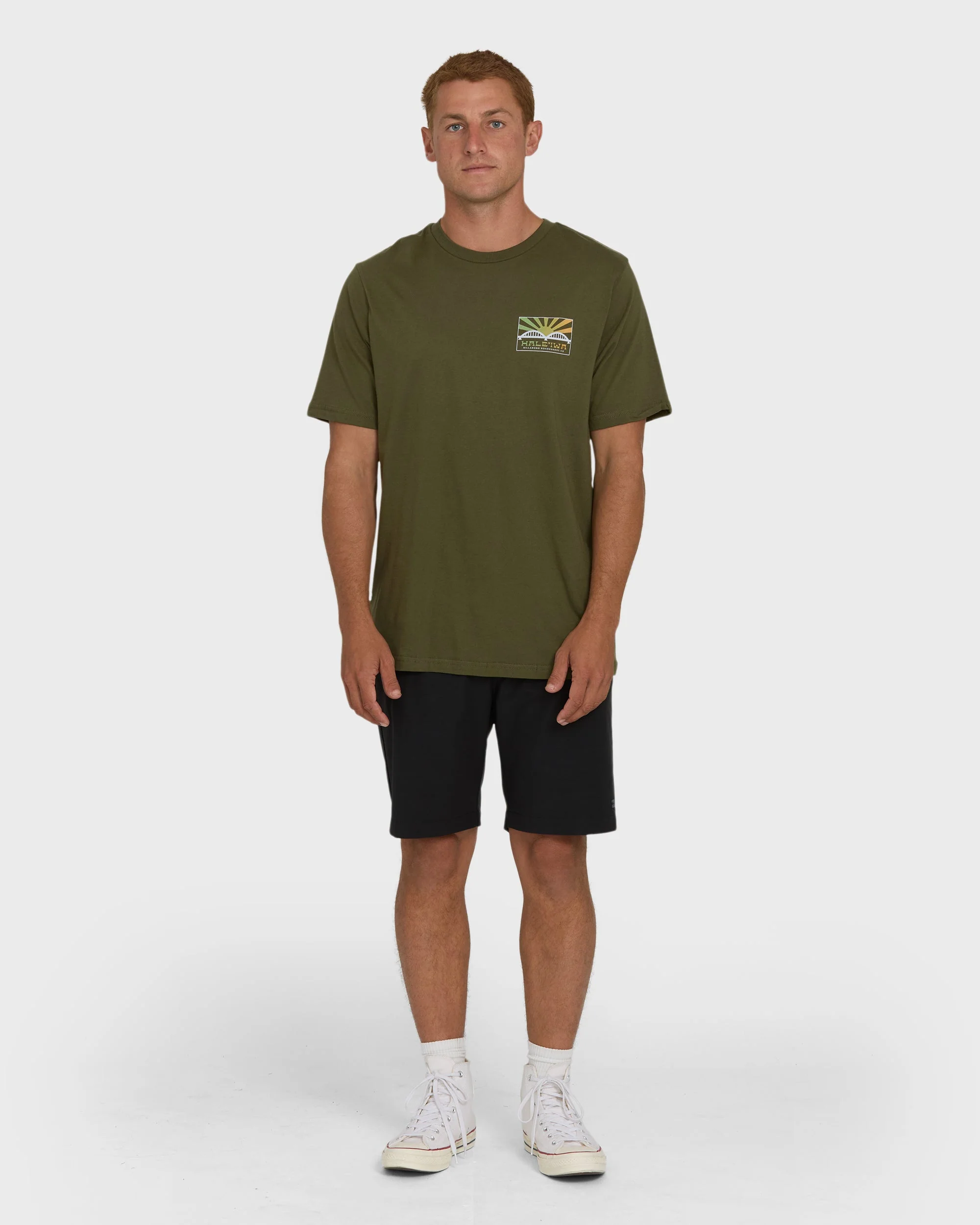 Haleiwa Rising Sun Short Sleeve T-Shirt - Army Green - Image 3