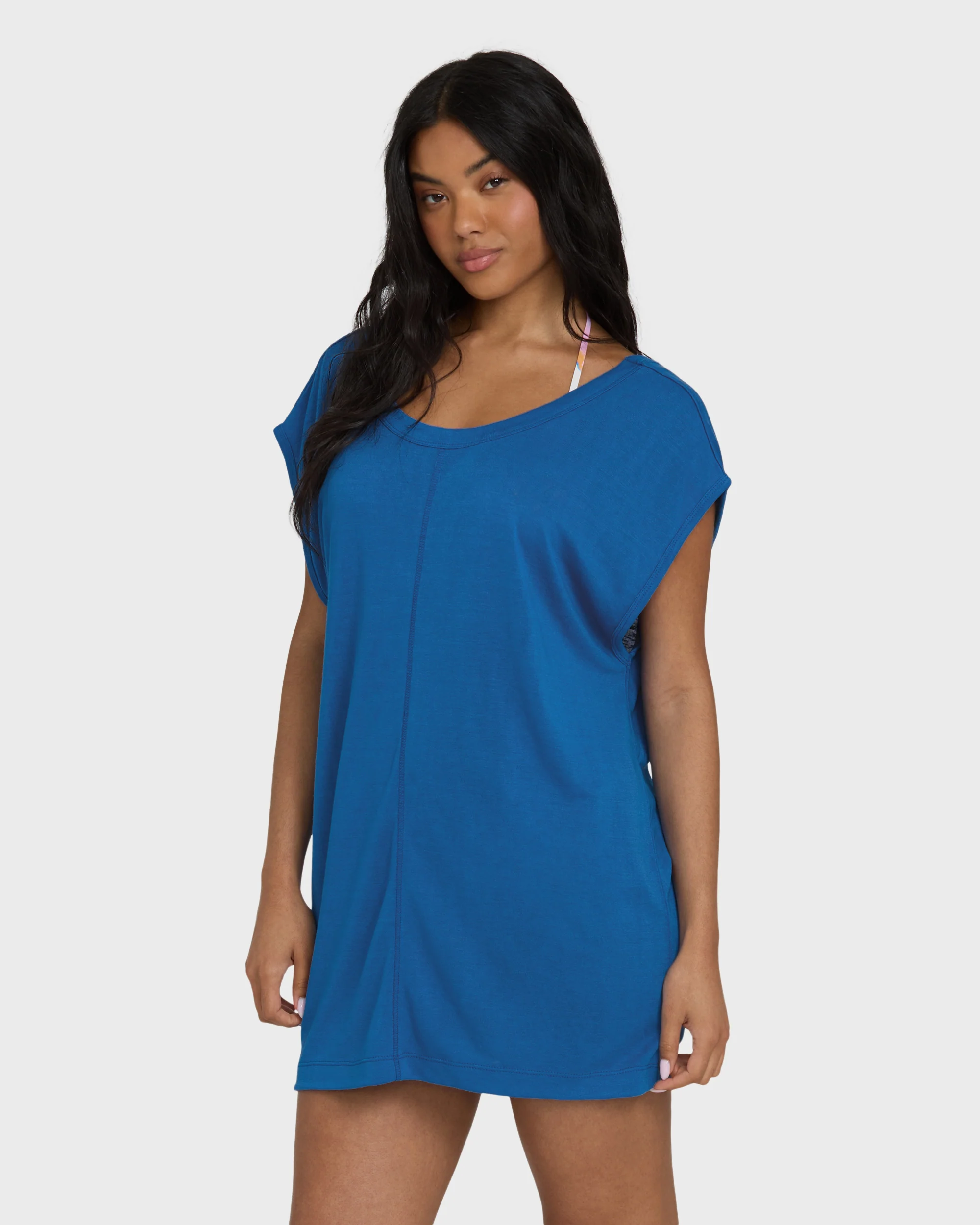 Hallow Wave Mini Short Sleeve Dress - True Blue - Image 3
