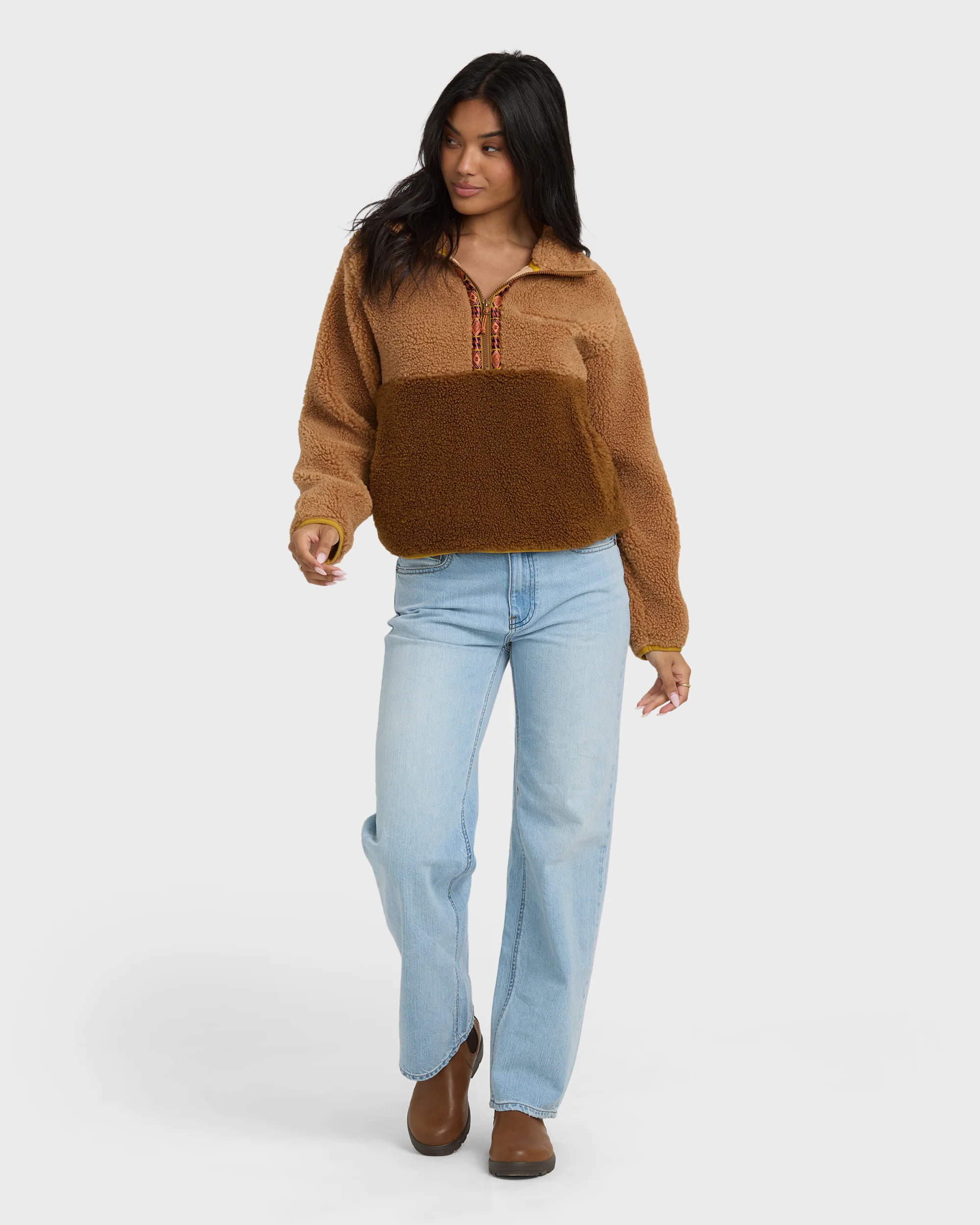 A/Div Horizon Mock Neck Half Zip Sweatshirt - Truffle - Image 3