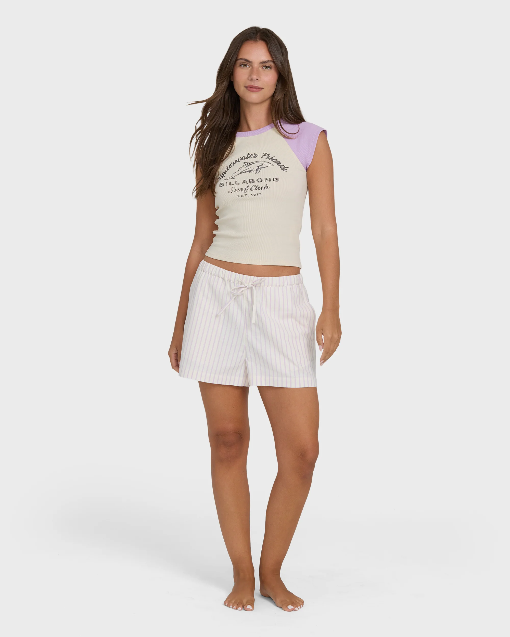 Horizon Raglan Short Sleeve Knit T-Shirt - Vintage Violet - Image 4