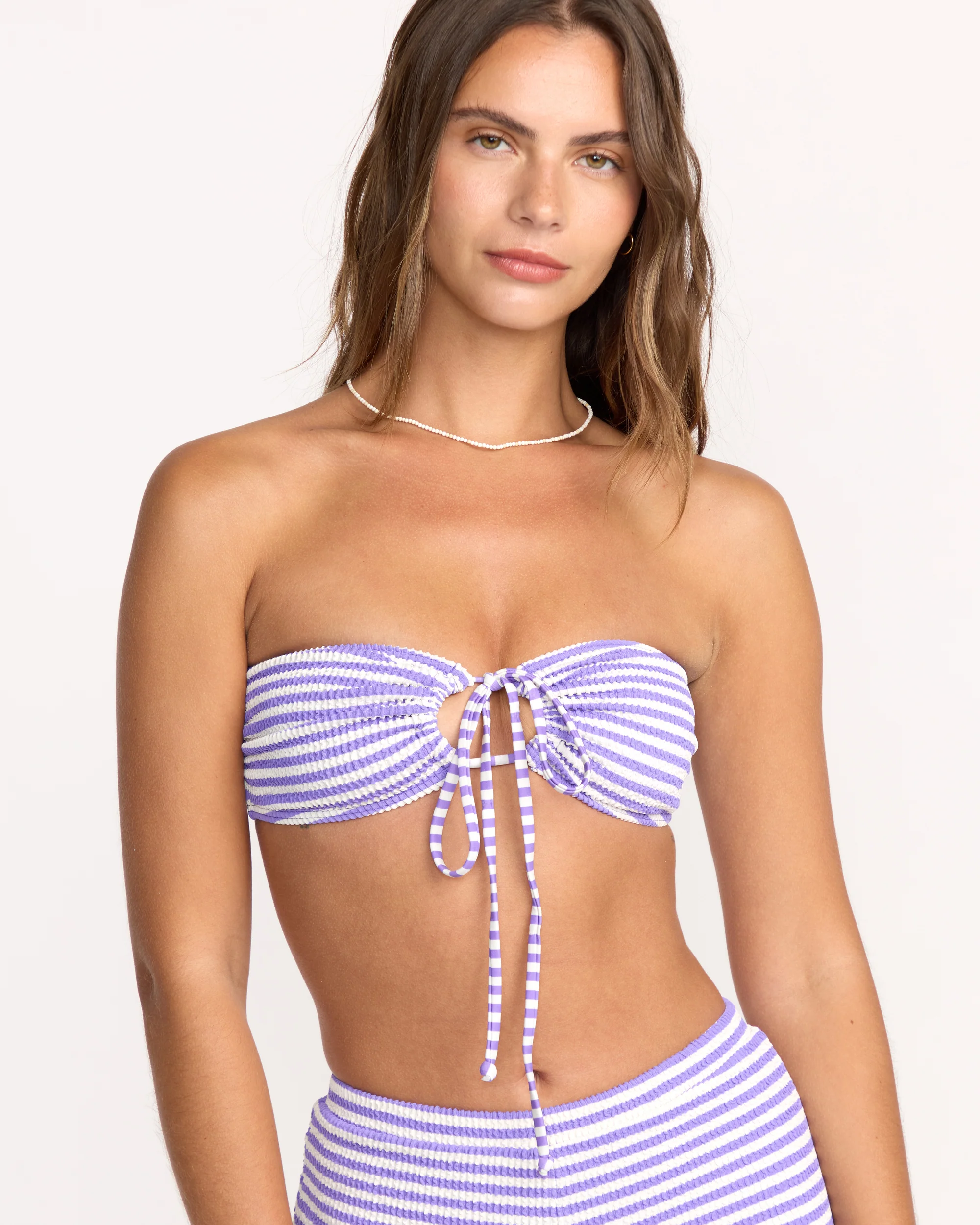 Josie Summer Hi Yarn Dye Drew Bandeau Bikini Top - Purple Punch - Image 2