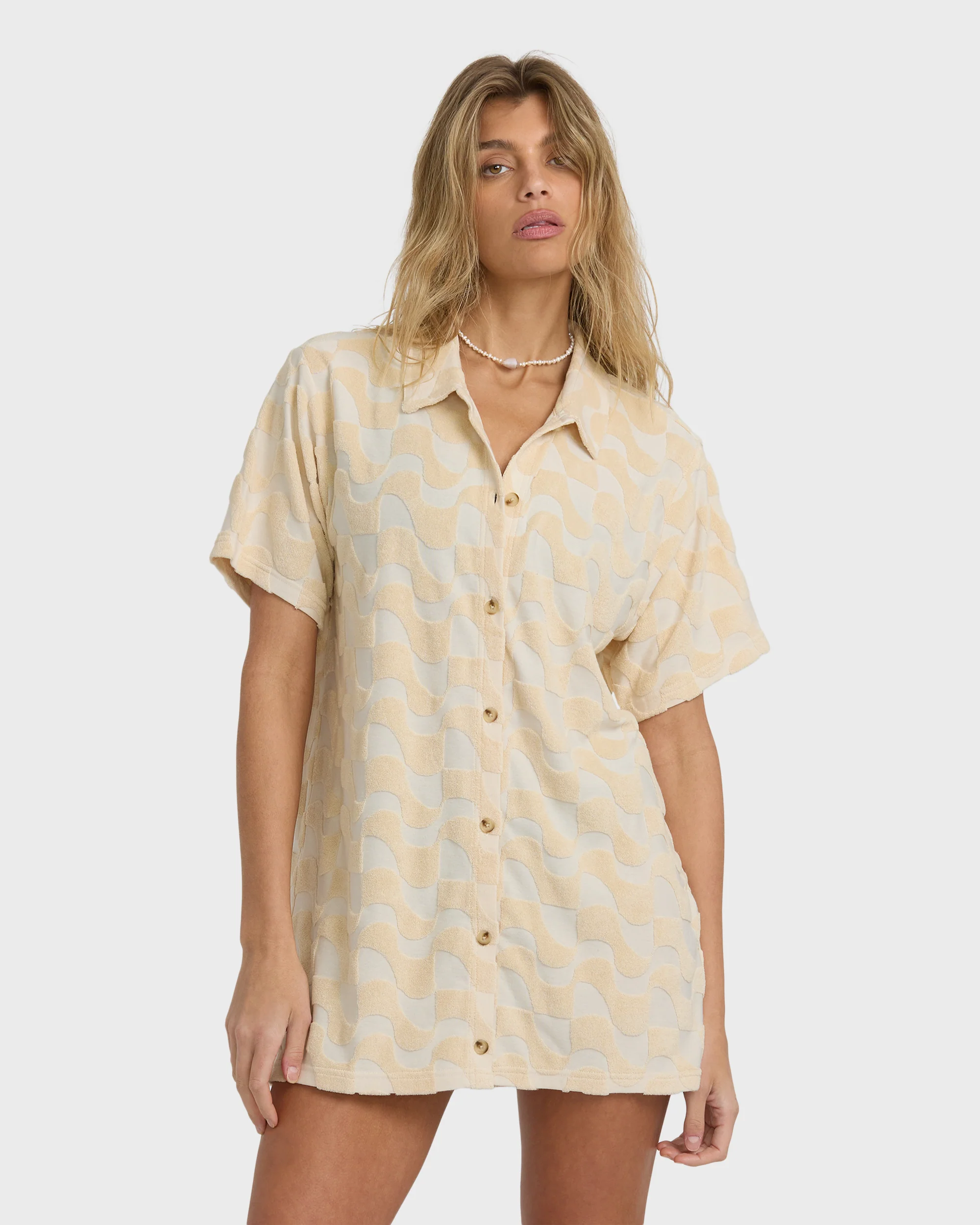 Laura Waves Shirt Dress - Antique White - Image 2