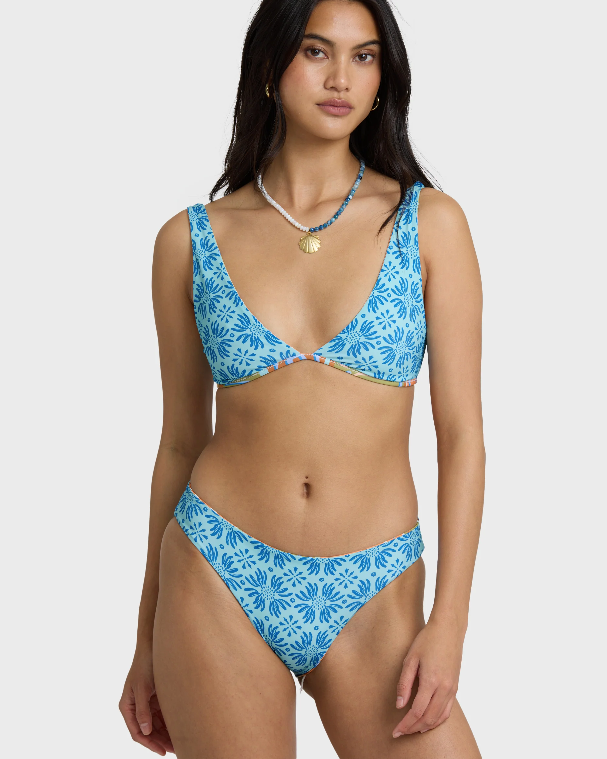 Le Surf Reversible Lowrider Full Bikini Bottom - Orange Multi - Image 9
