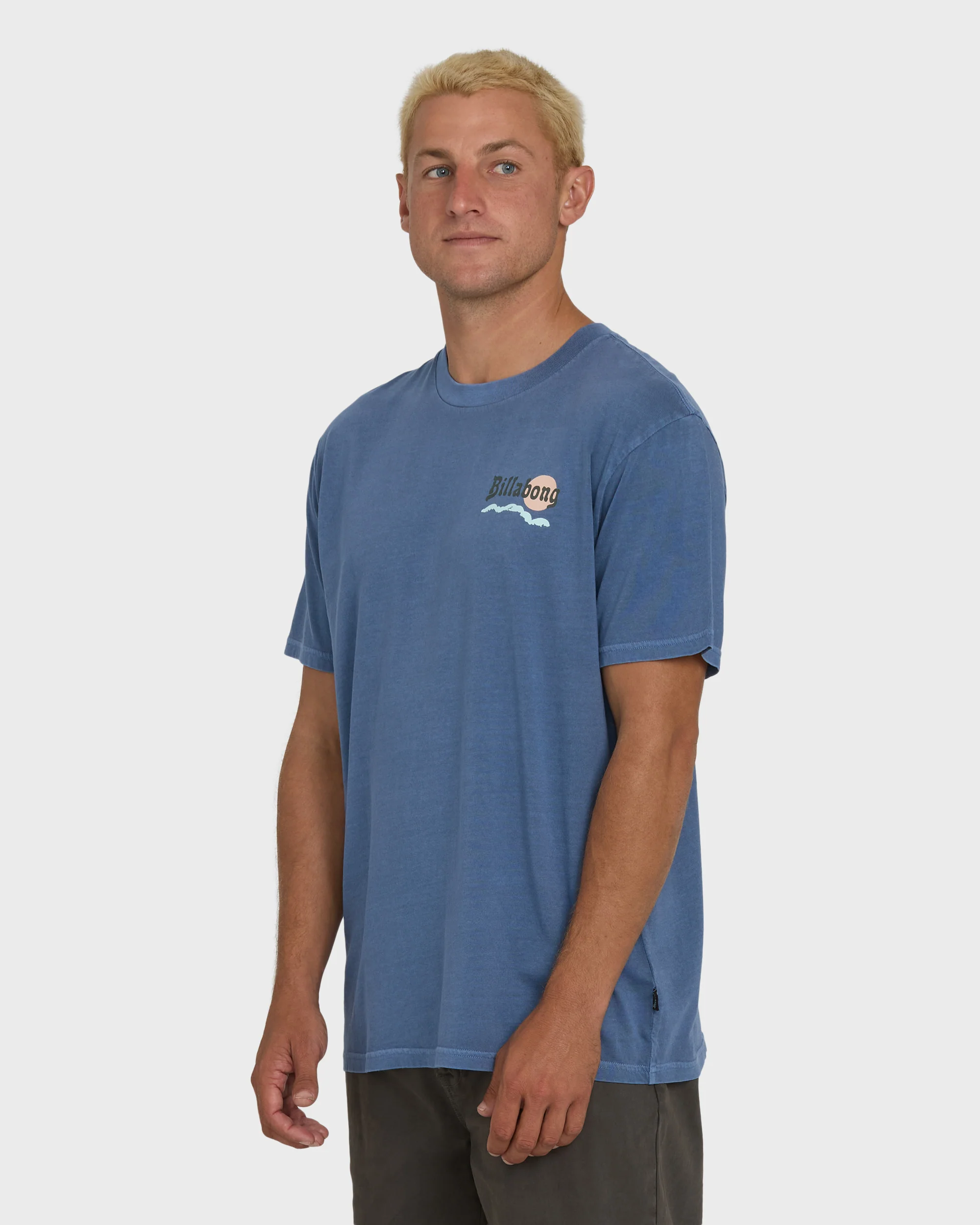 Loner Wave Washed Premium Short Sleeve Knit T-Shirt - Blue Horizon - Image 3