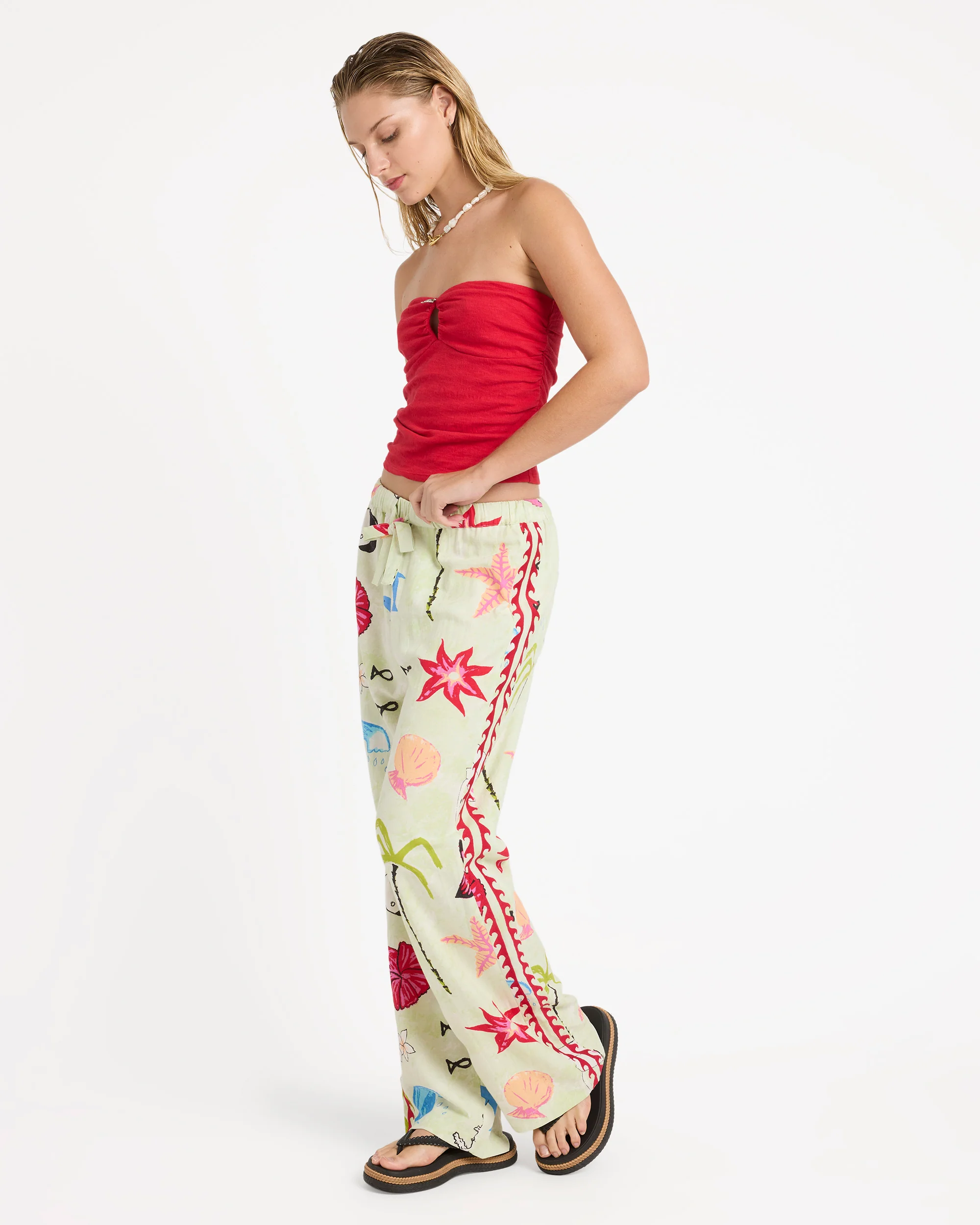 Lottie Hall Woven Elastic Waist Pants - Sunny Lime - Image 10