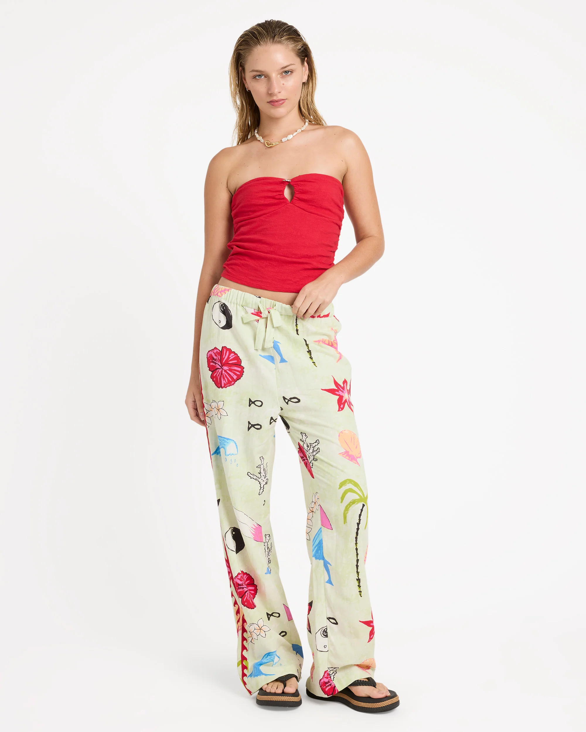 Lottie Hall Woven Elastic Waist Pants - Sunny Lime - Image 7