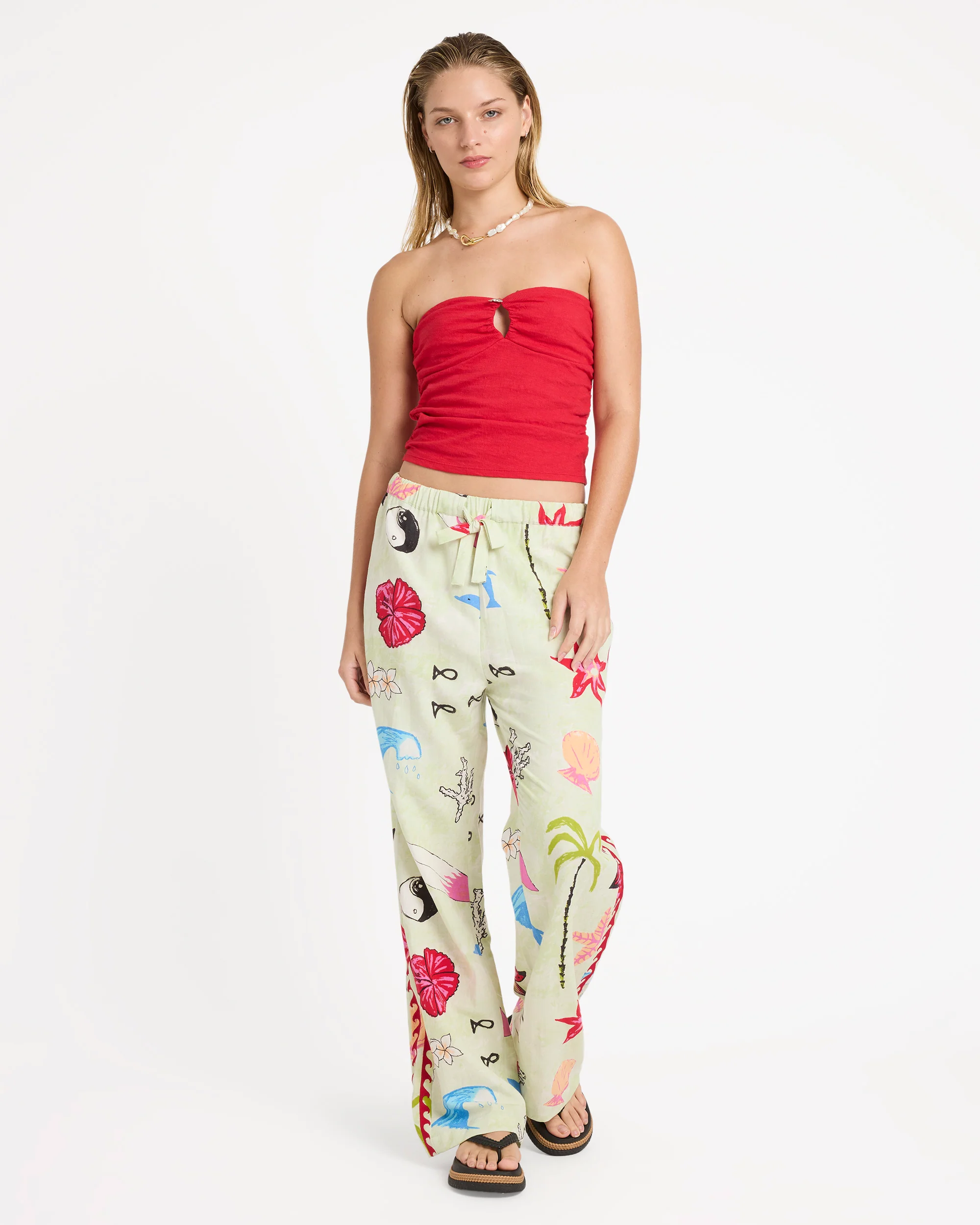 Lottie Hall Woven Elastic Waist Pants - Sunny Lime - Image 8