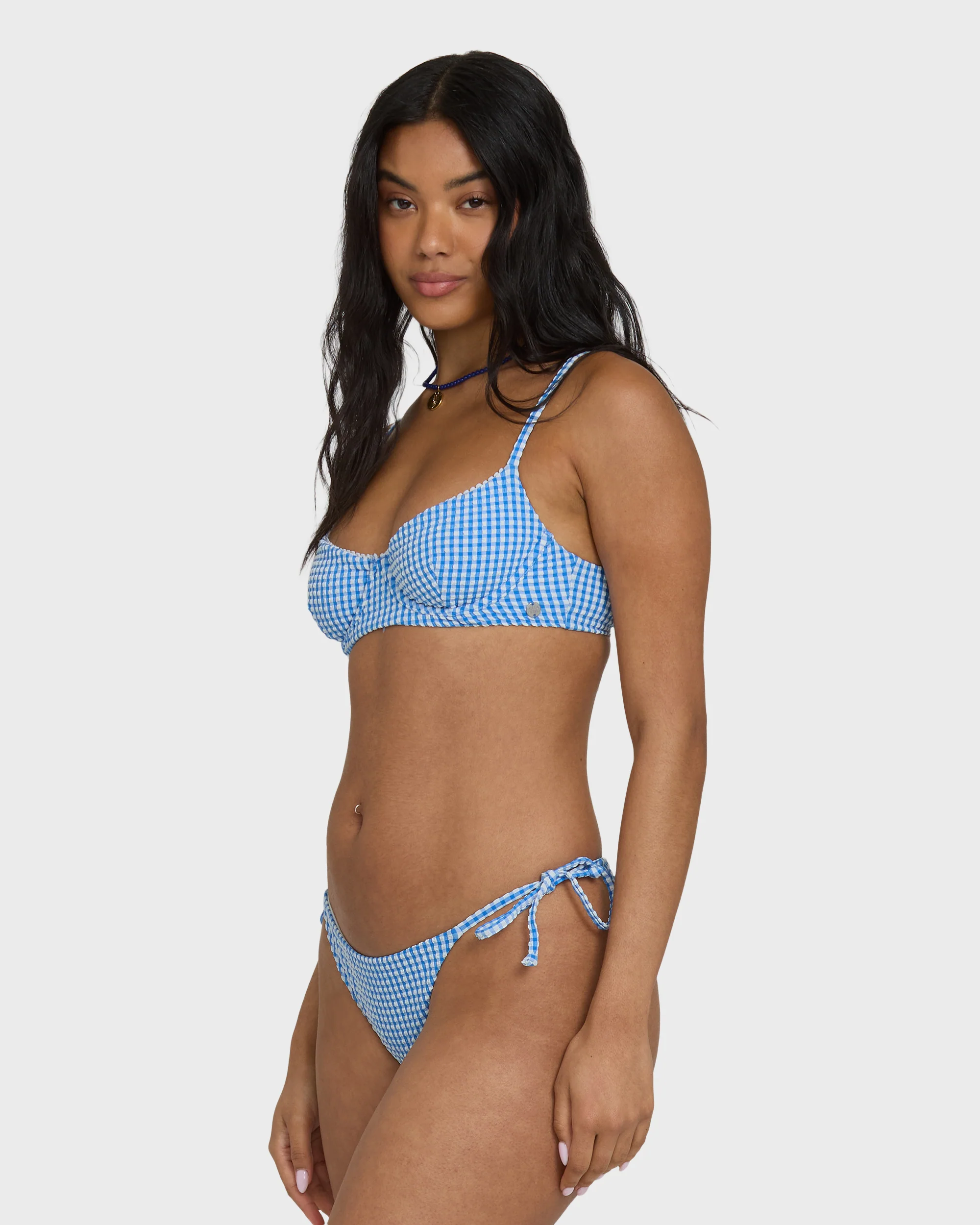 Mini Wave Check Helena Underwire Bikini Top - True Blue - Image 3