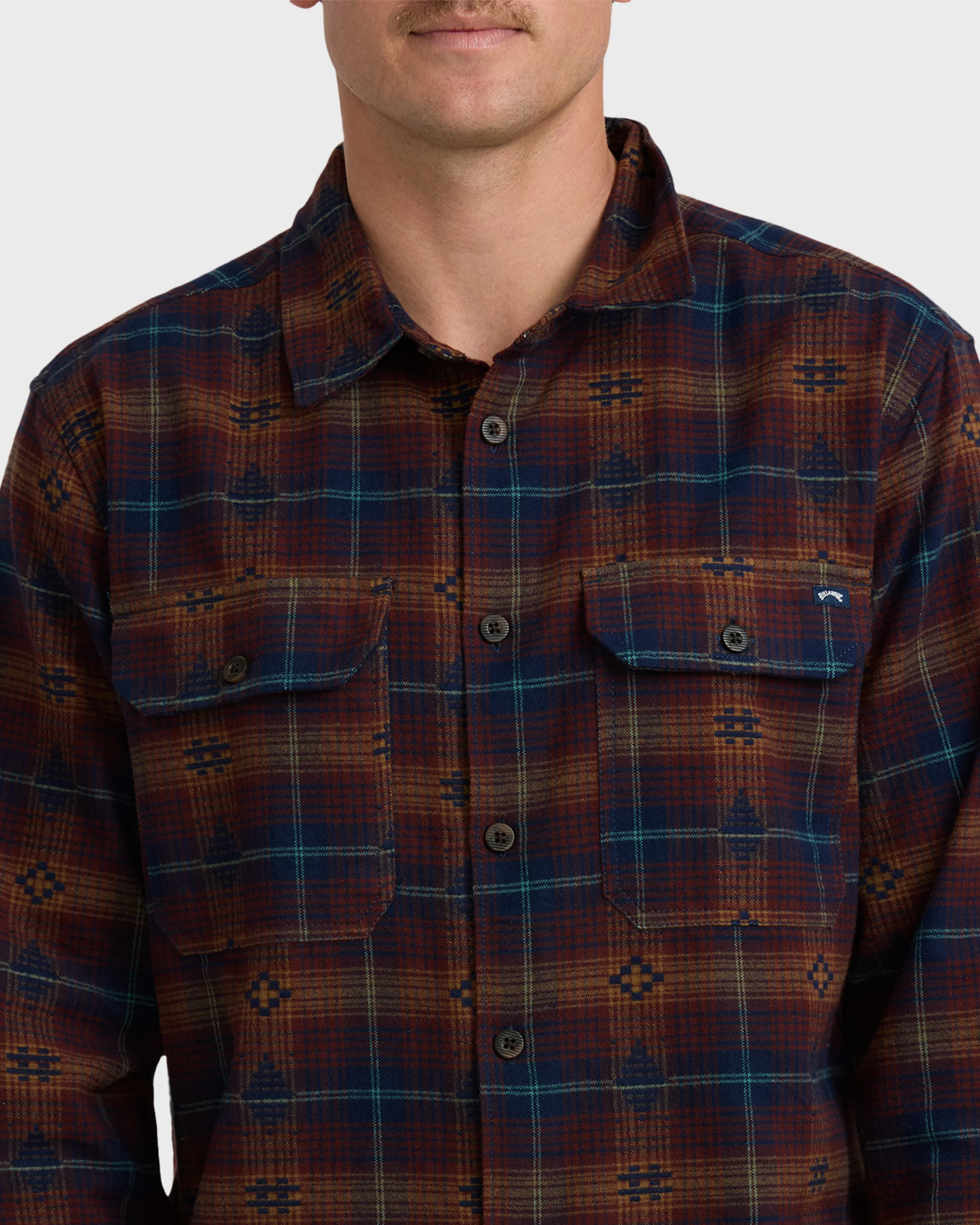 Offshore Jacquard Long Sleeve Flannel Shirt - Wine - Image 2